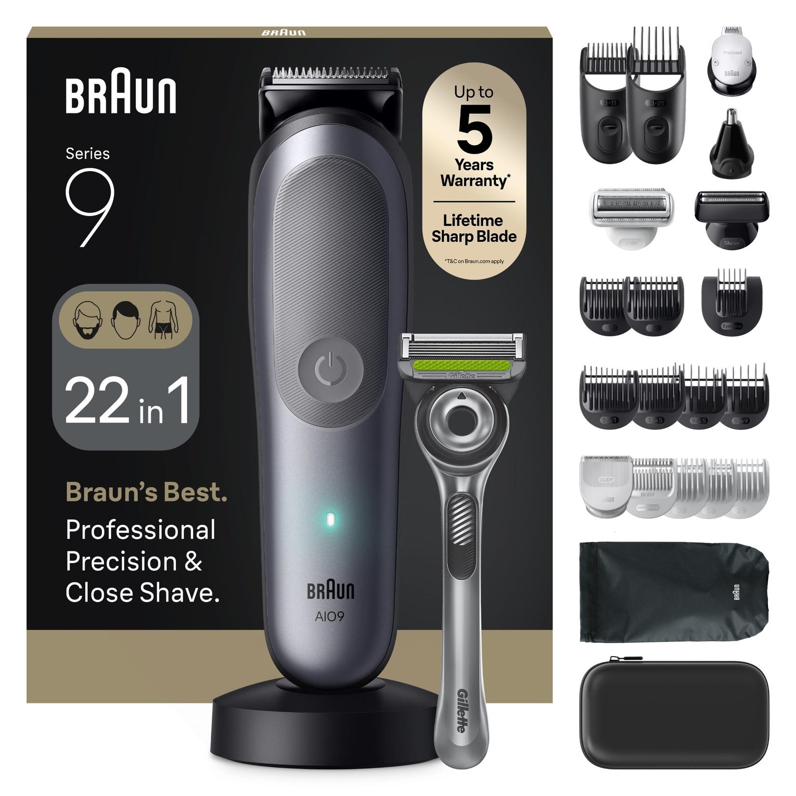 Men's Grey Braun All‑In‑One Trimmer Style Kit Series 9 Aio9545