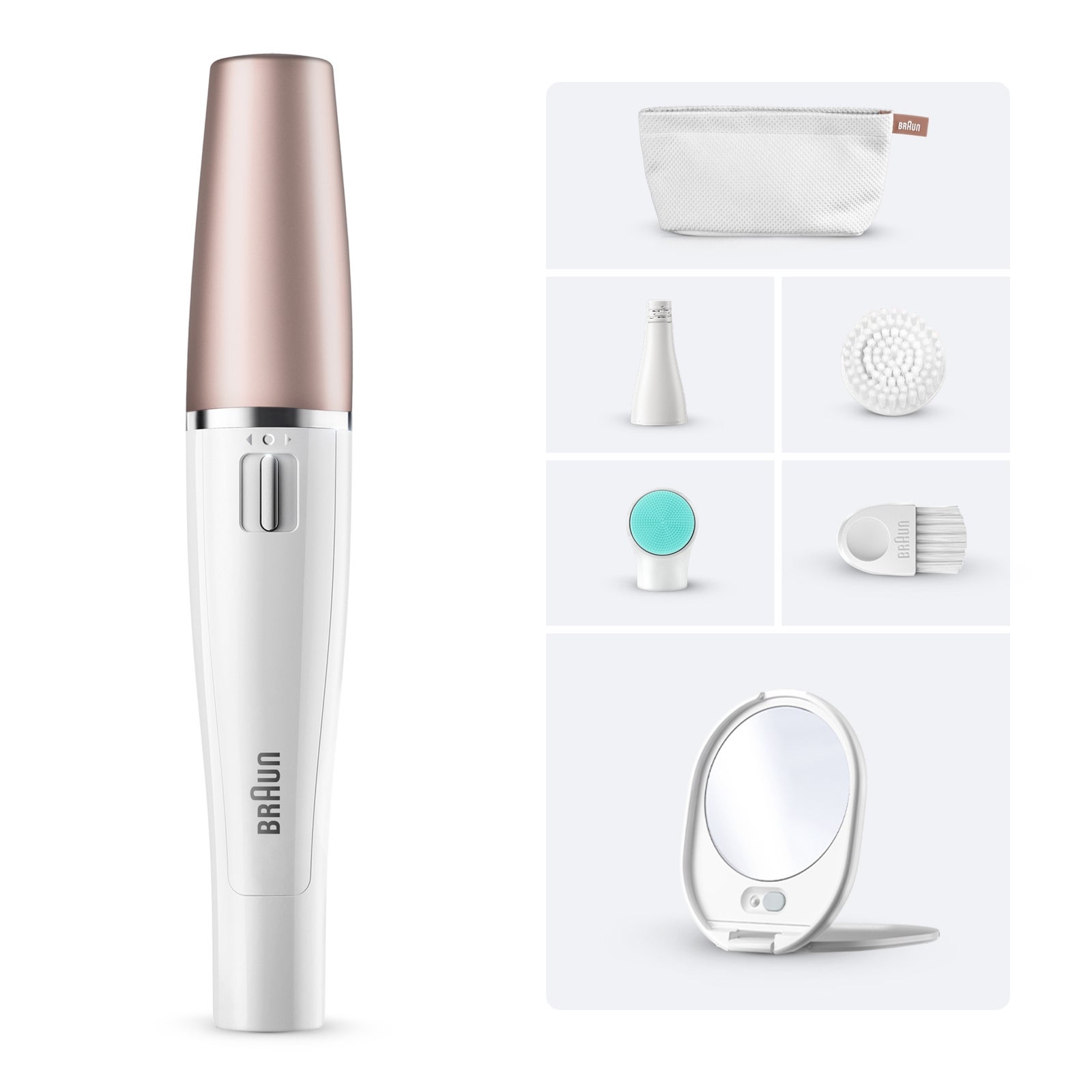 Braun FaceSpa SE851V Gesichtsepilierer All-in-One Beauty-Gerät Weiß/Bronze: retailer-supplied image