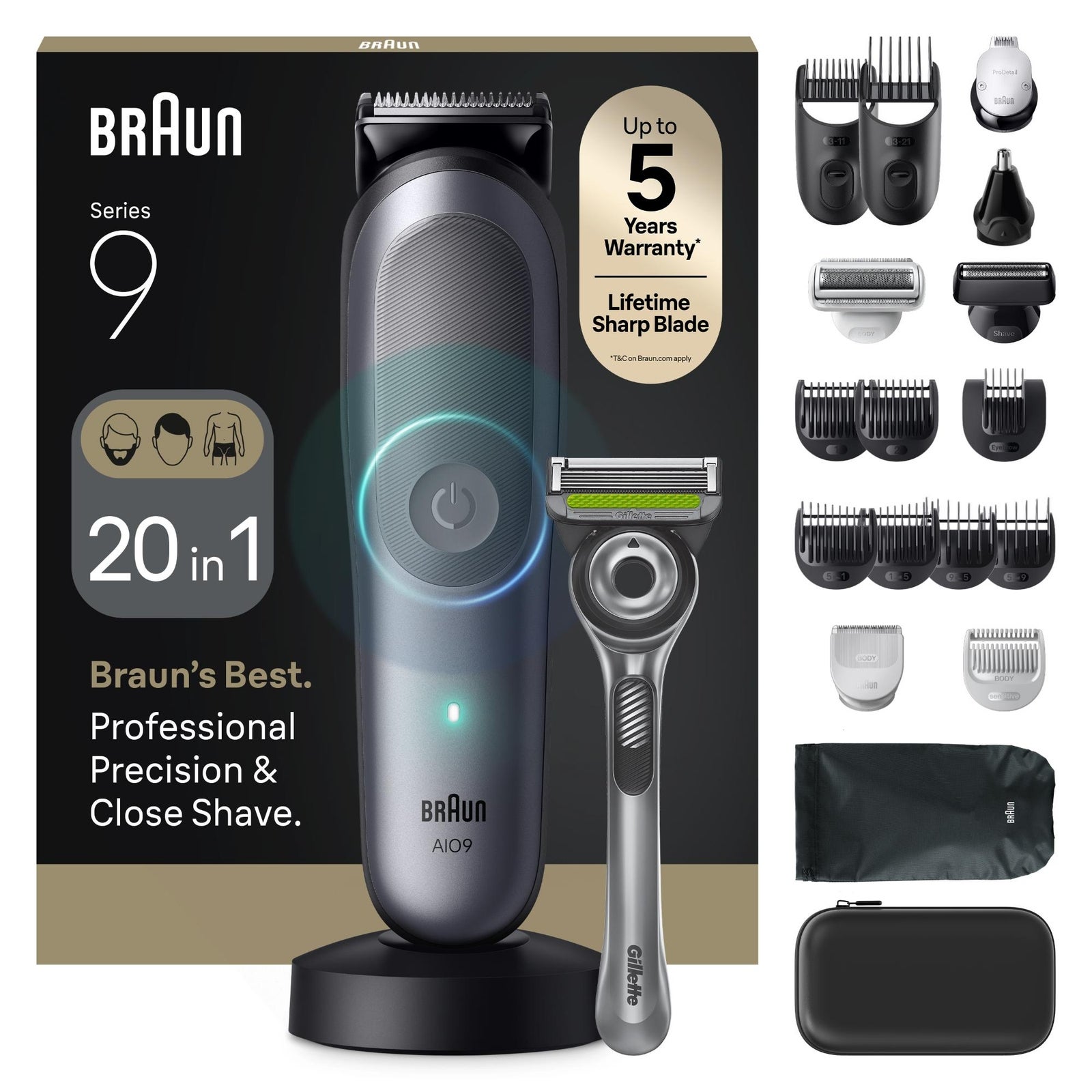 Men's Grey Braun All‑In‑One Trimmer Style Kit Series 9 Aio9540