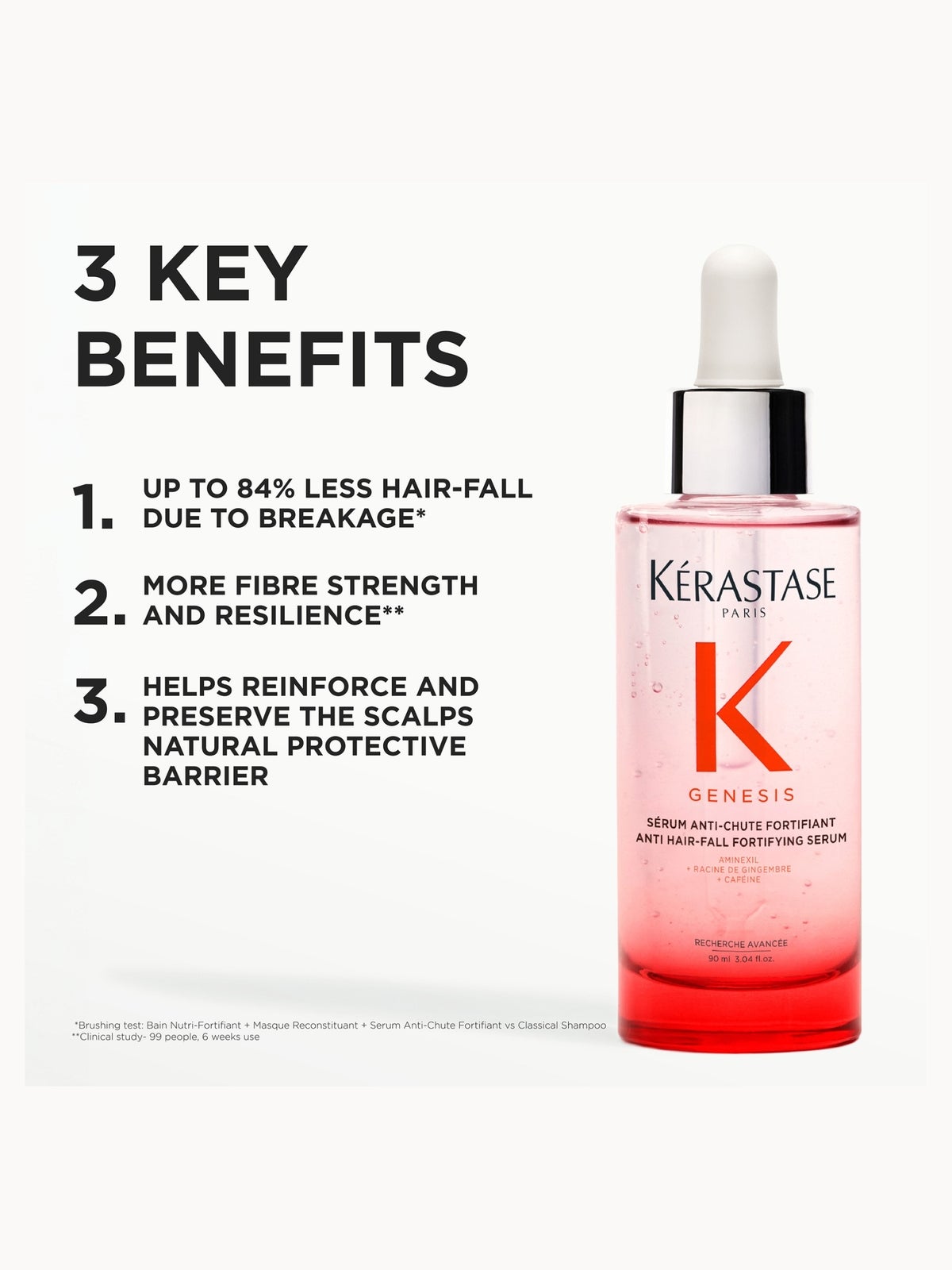 Kérastase Genesis Serum Anti-Chute Fortifiant Serum 90ml with Mini Deluxe Genesis Shampoo 30ml & Scalp Brush 3