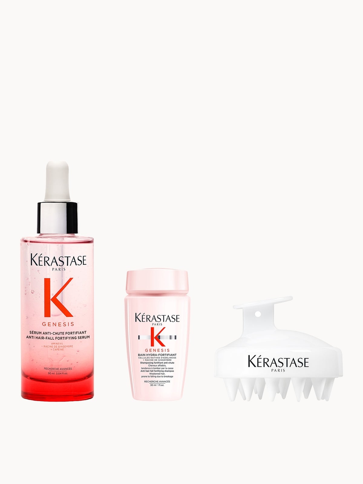 Kérastase Genesis Serum Anti-Chute Fortifiant Serum 90ml with Mini Deluxe Genesis Shampoo 30ml & Scalp Brush