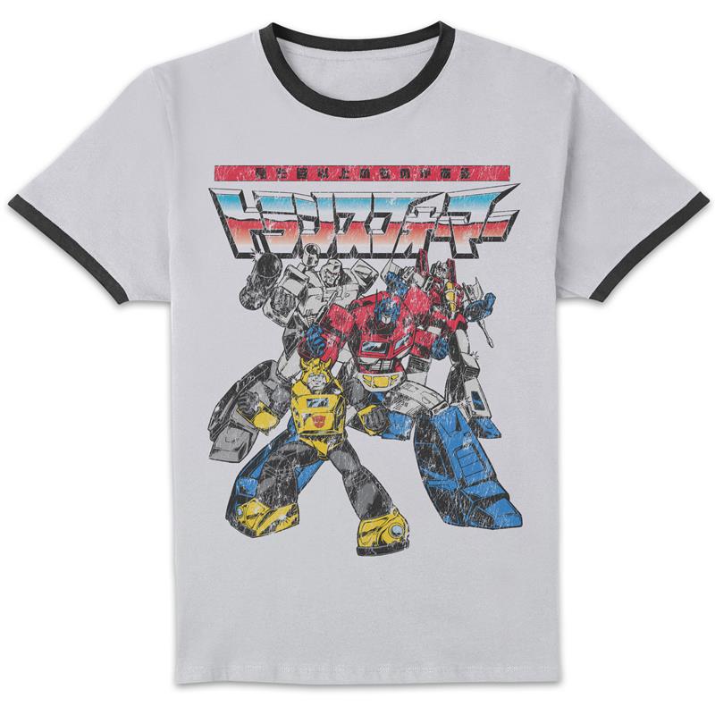 Transformers Retro Japanese Comic Ringer T-Shirt - White/Black - L