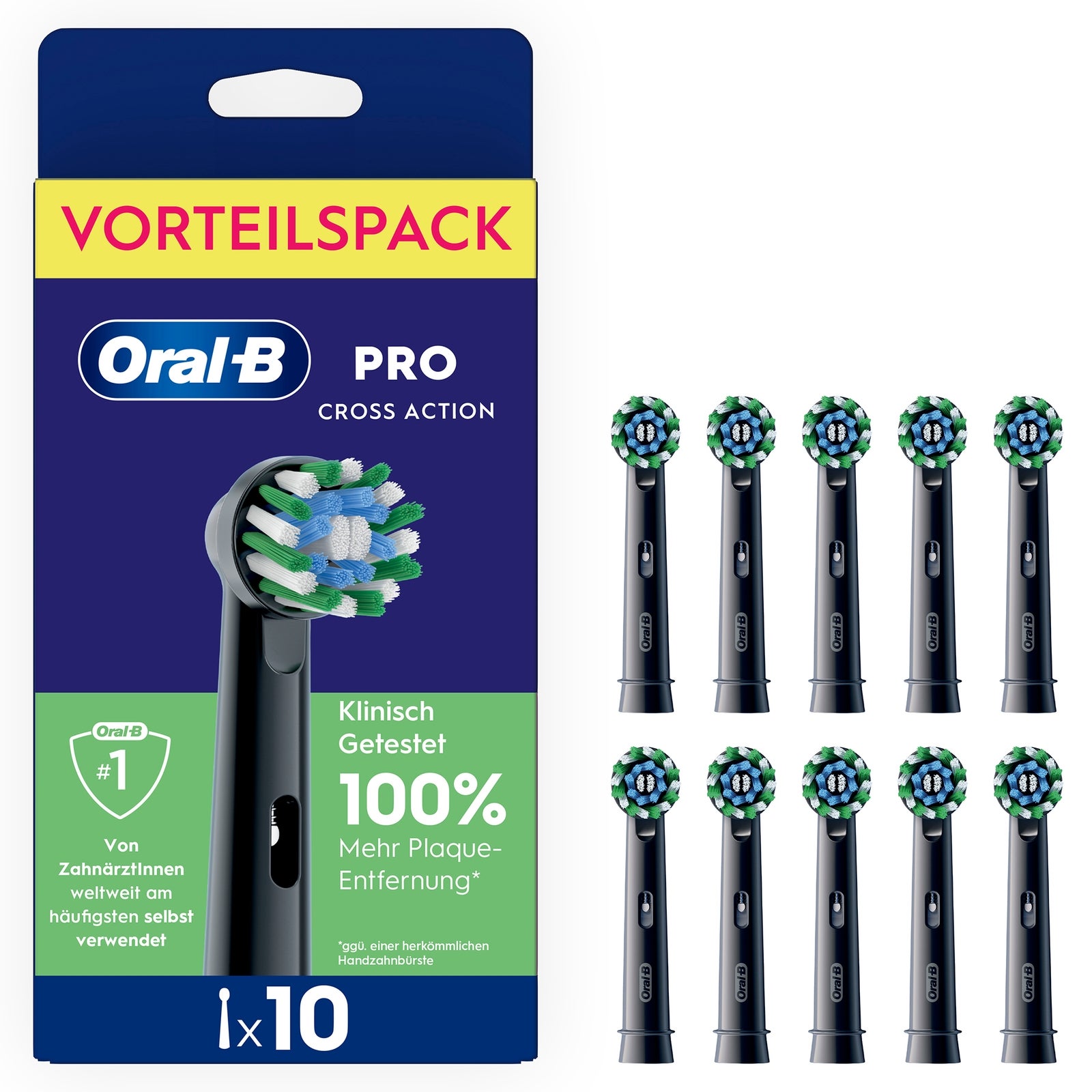 Oral-B Pro CrossAction Aufsteckbürsten schwarz  10 Stück - Image 1