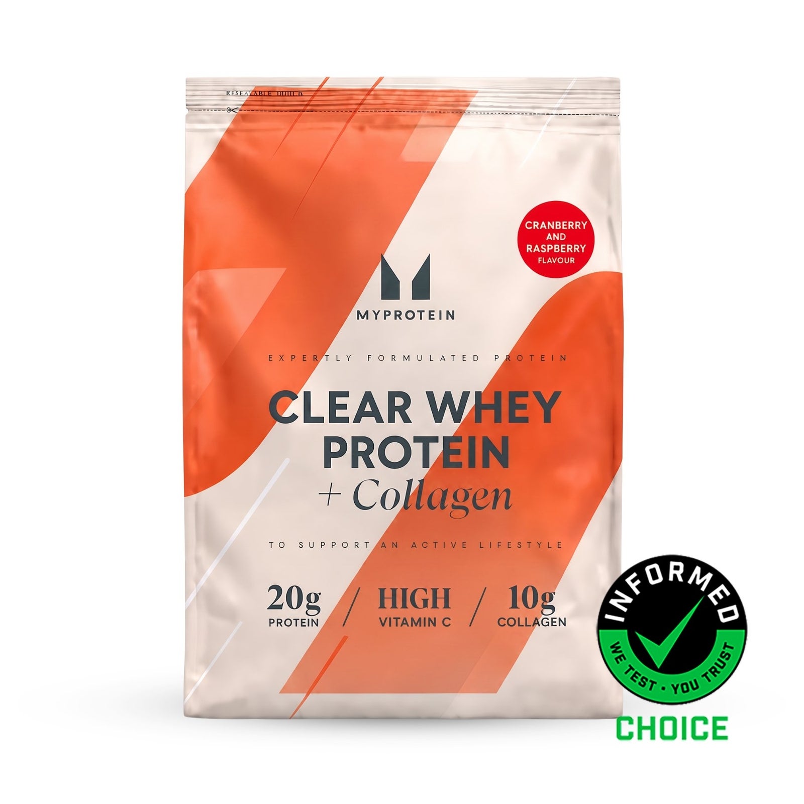 Clear Protein | Whey & Collagen - 480G - 20Portionen - Preiselbeere und Himbeere