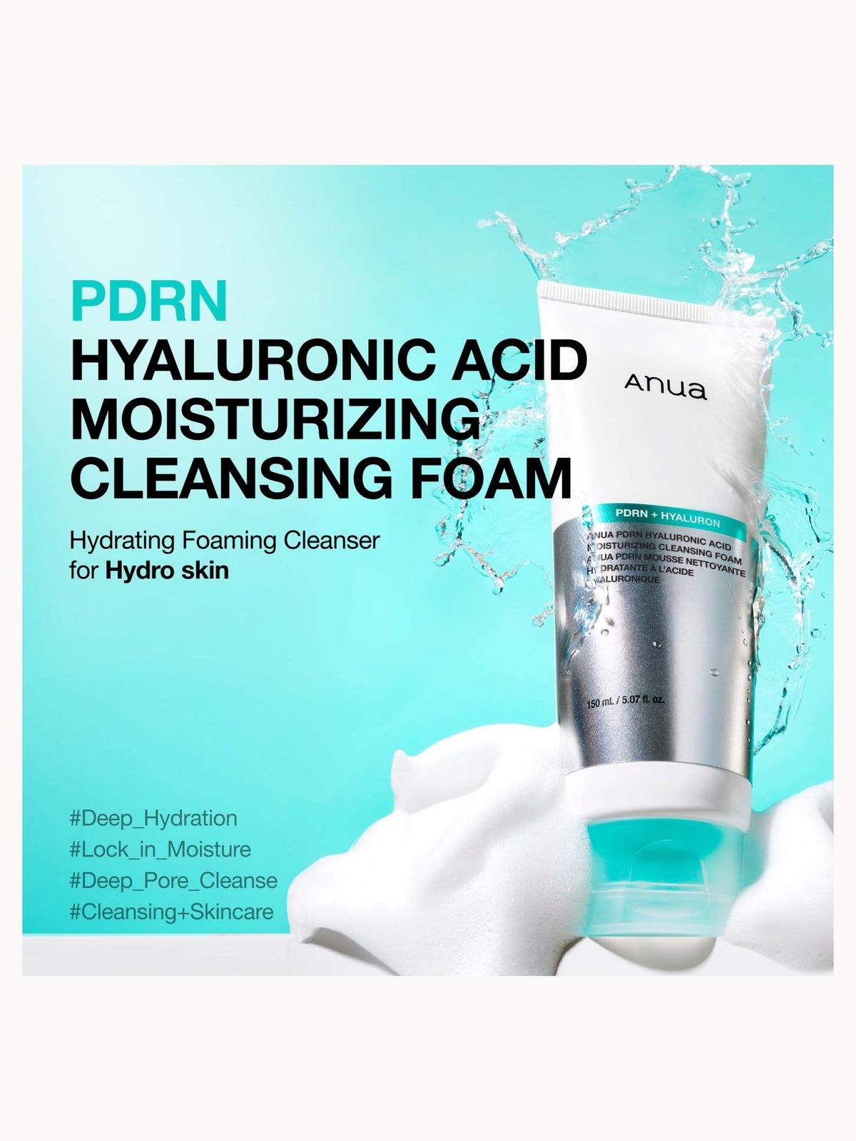 Anua PDRN Hyaluronic Acid Moisturising Cleansing Foam 150ml 2