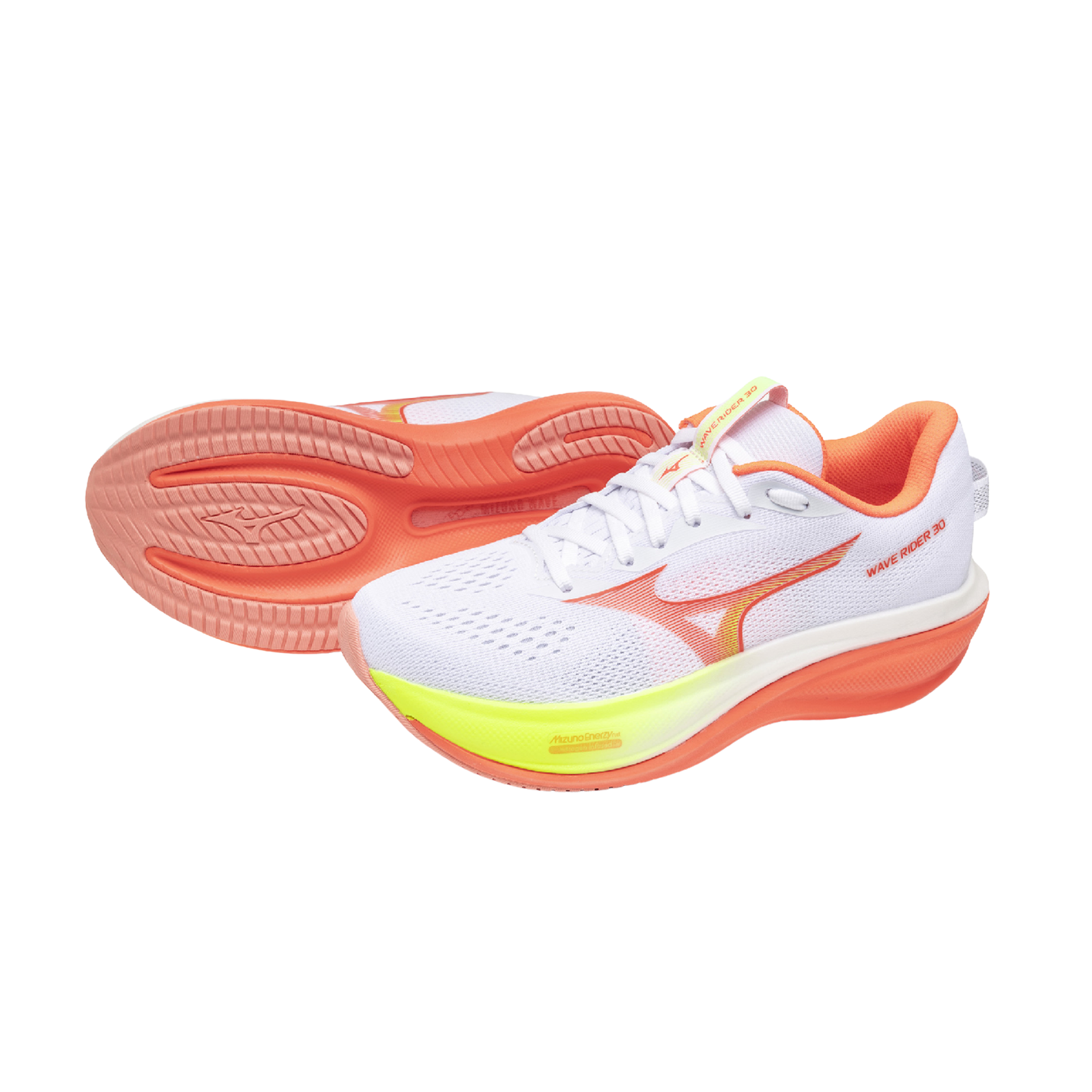 Mizuno Femme Wave Rider 30 - White/Lava Orange/Lime Pulp