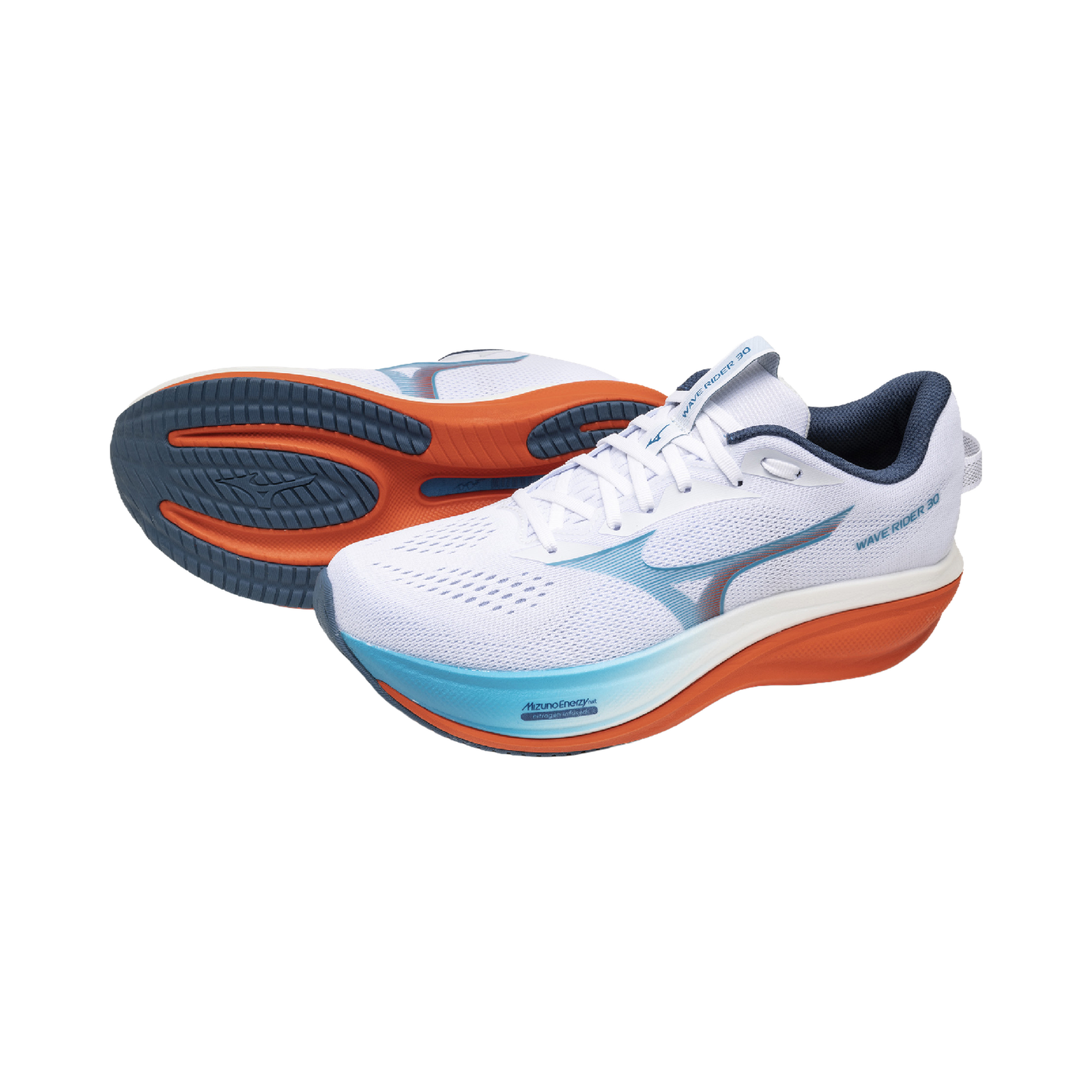Mizuno Homme Wave Rider 30 - White/Blue Jewel/Orange.com