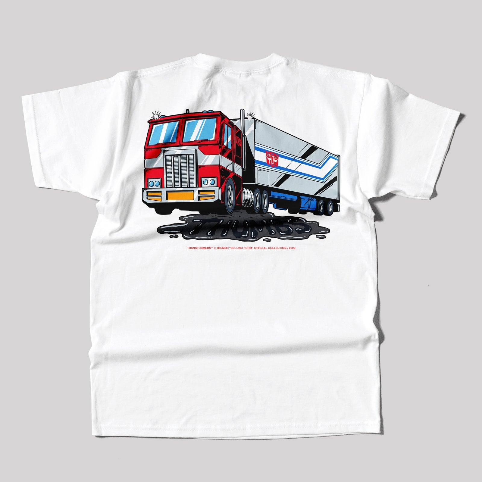 Transformers x THUMBS Optimus Prime Oil Spill T - shirt White