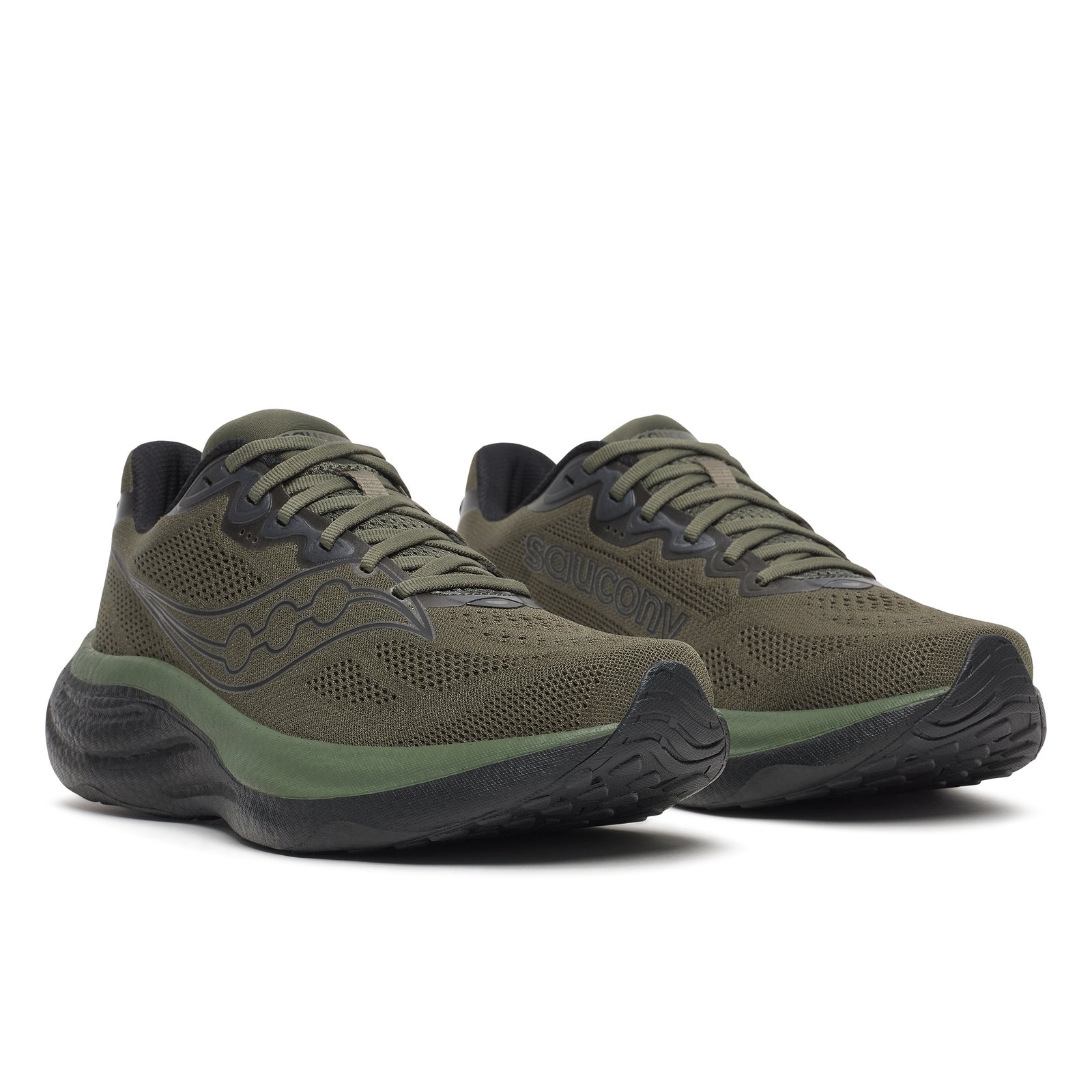 Saucony Homme Ride 19 Trainers - Fatigue/Black