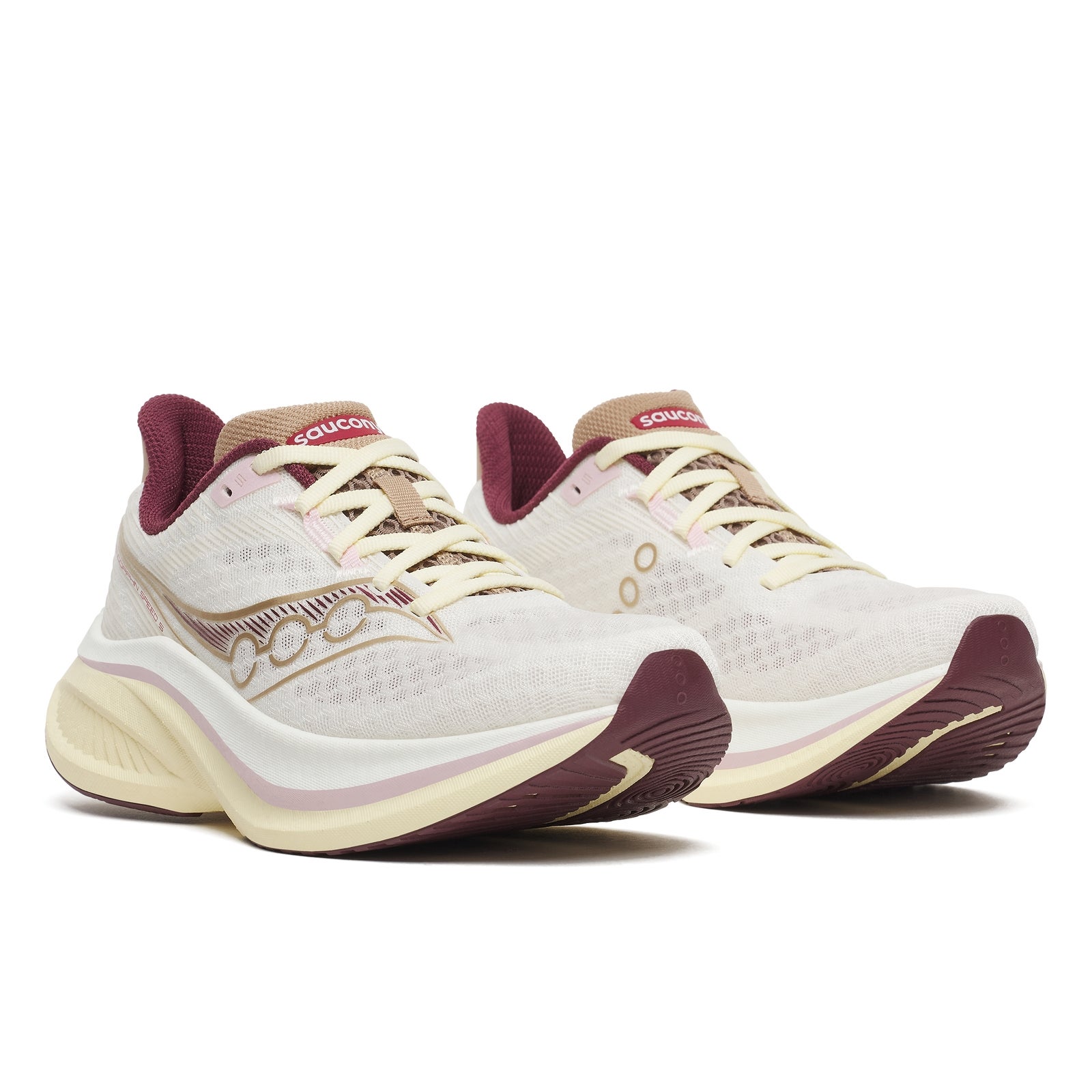 Saucony Femme Endorphin Speed 5 Trainers - Ivory/Maroon