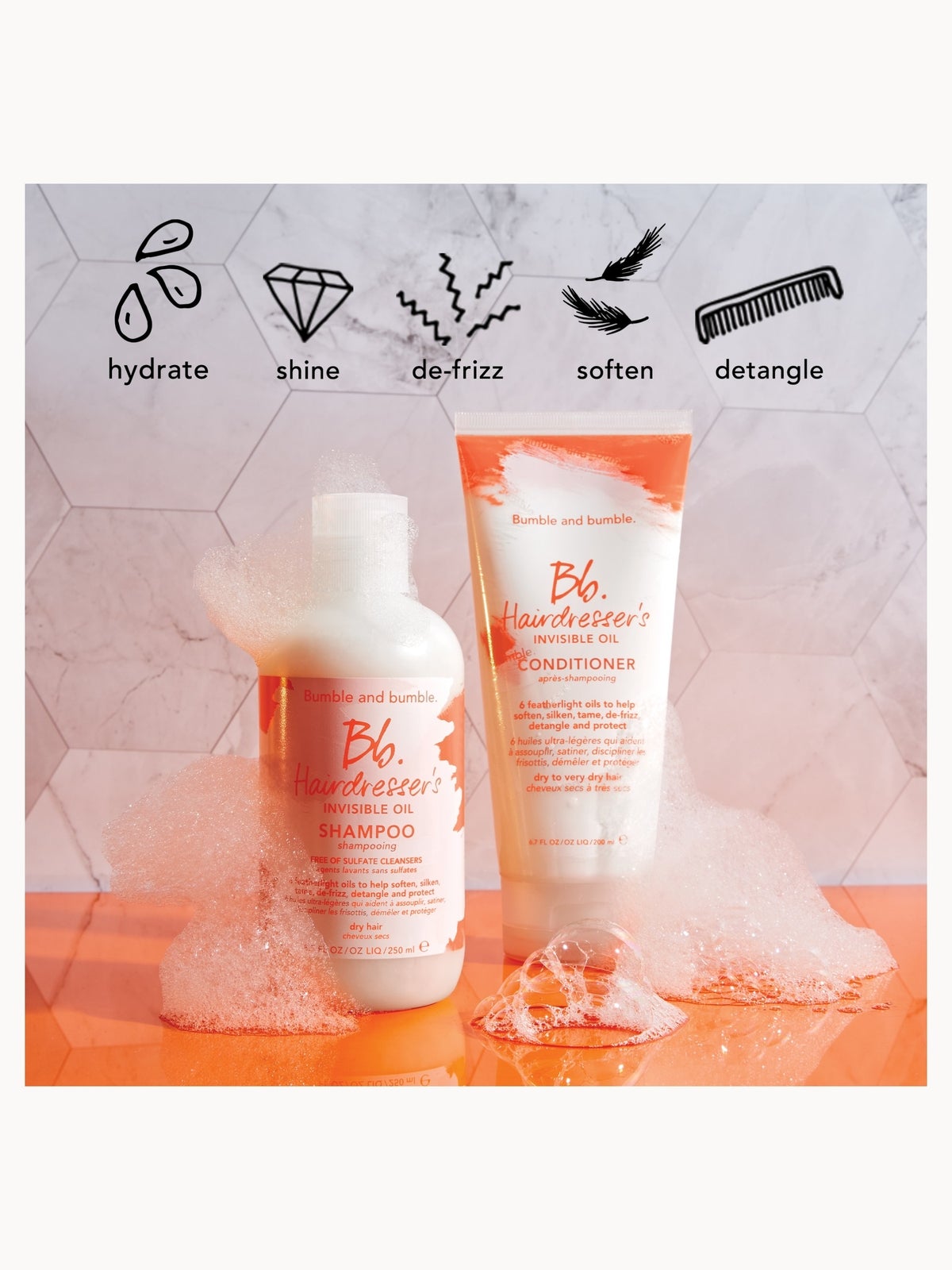 Bumble and bumble Hairdresser's Invisible Oil Hydrating Shampoo 250ml & Conditioner 200ml Bundle 2