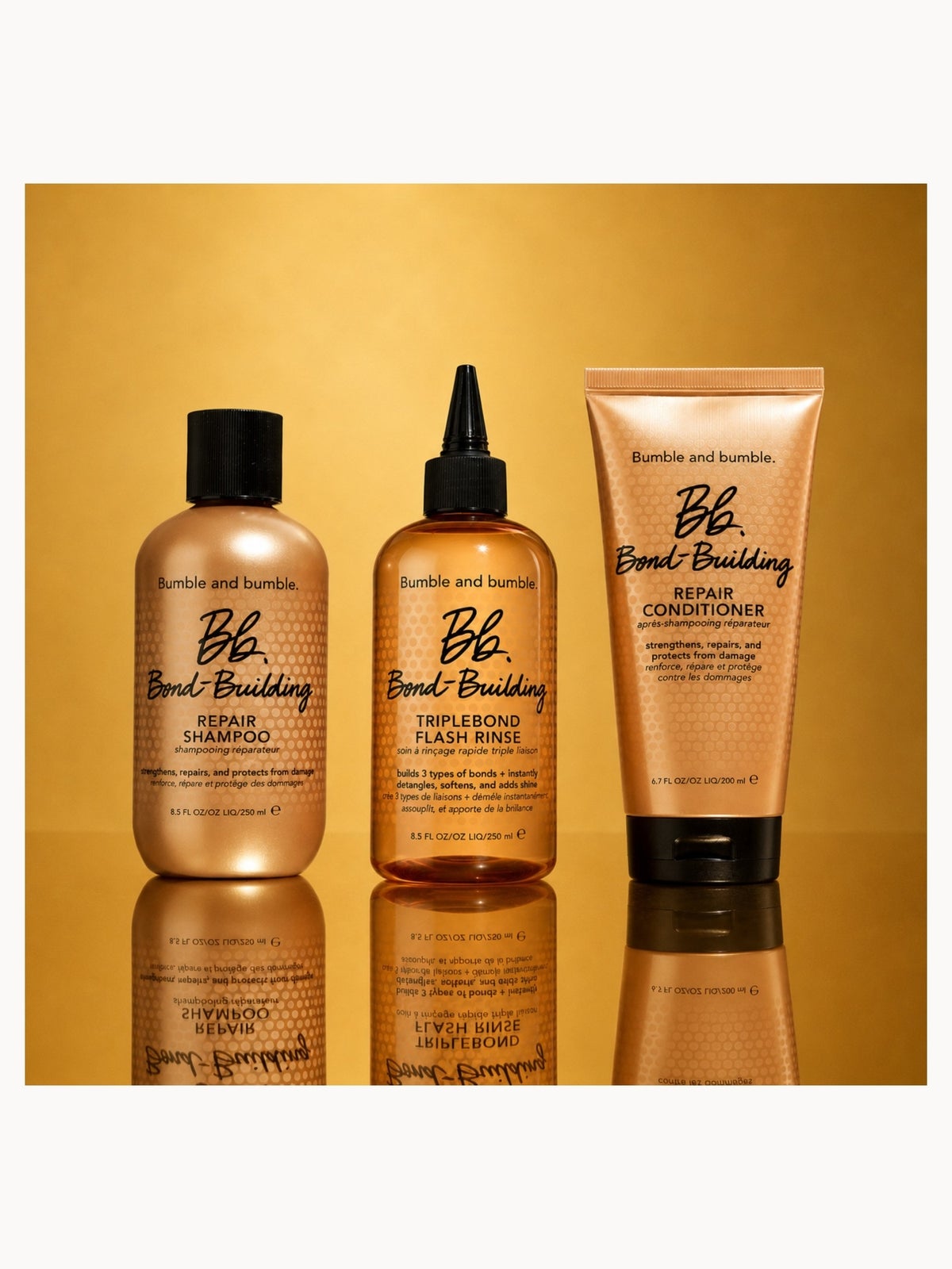 Bumble and bumble Bond-Building Repair Shampoo 250ml & Conditioner 200ml and Triple Flash Rinse Full Size 250ml Bundle 2
