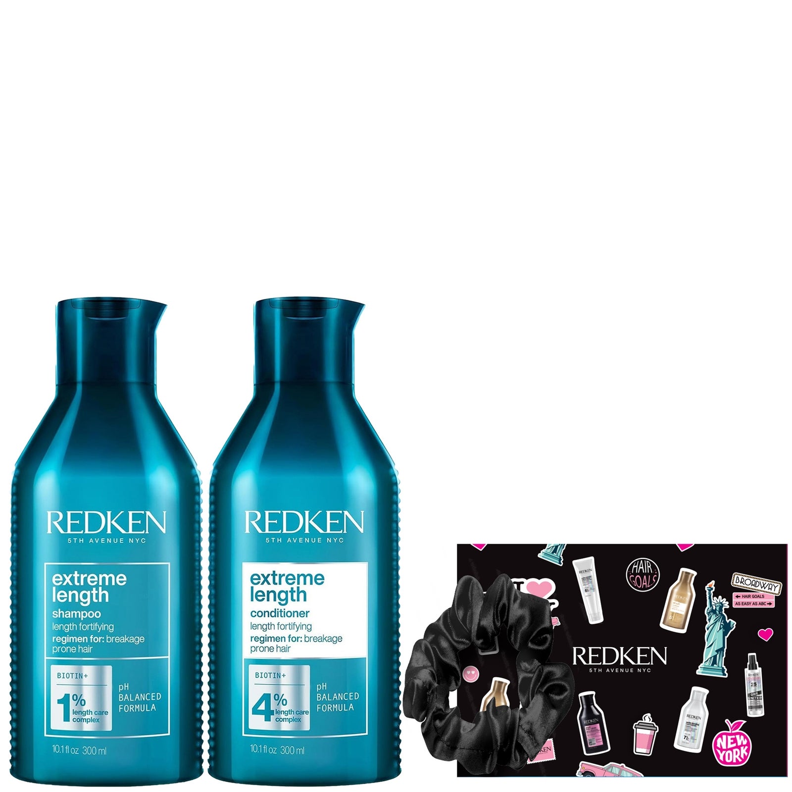 Redken Redken Extreme Length Shampoo 300ml, Redken Extreme Length Conditioner 300ml & Redken Satin Scrunchies Bundle
