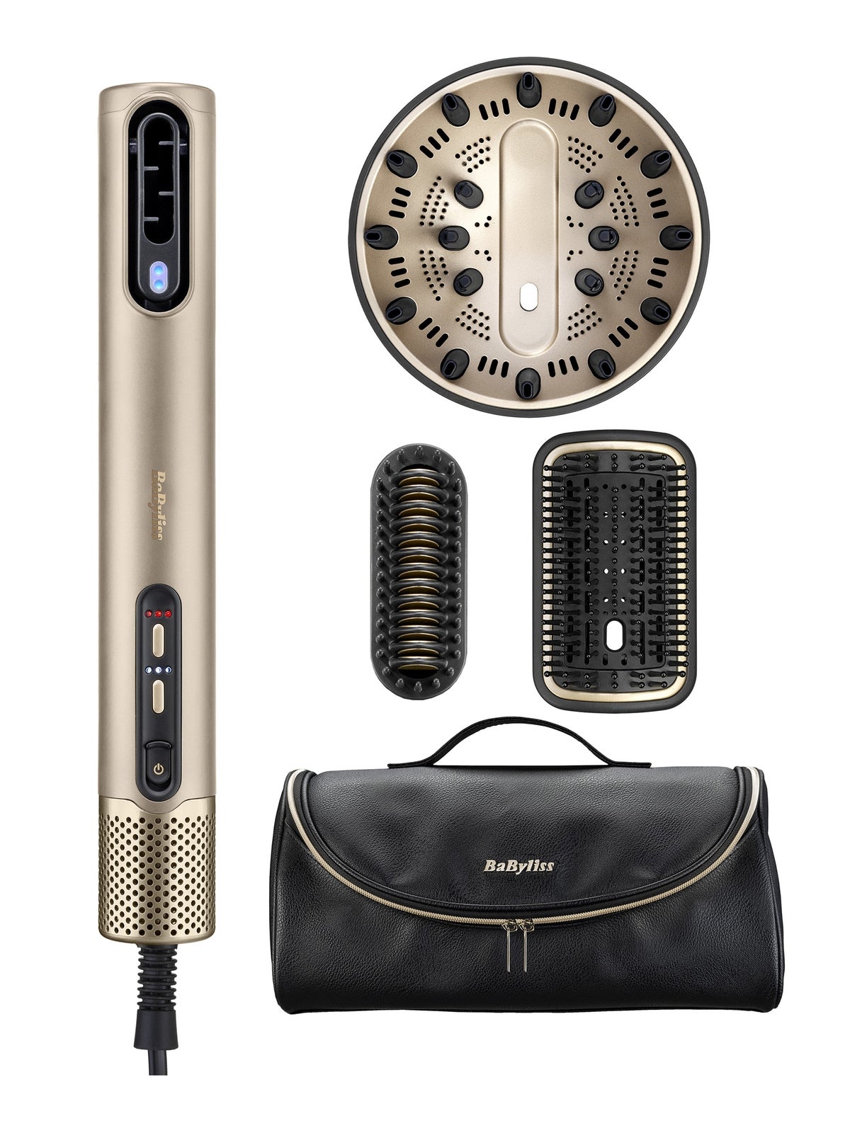 BaByliss Air Wand Gold Limited Edition, 3-in-1 Dryer, Straightener & Styler With Beauty Bag