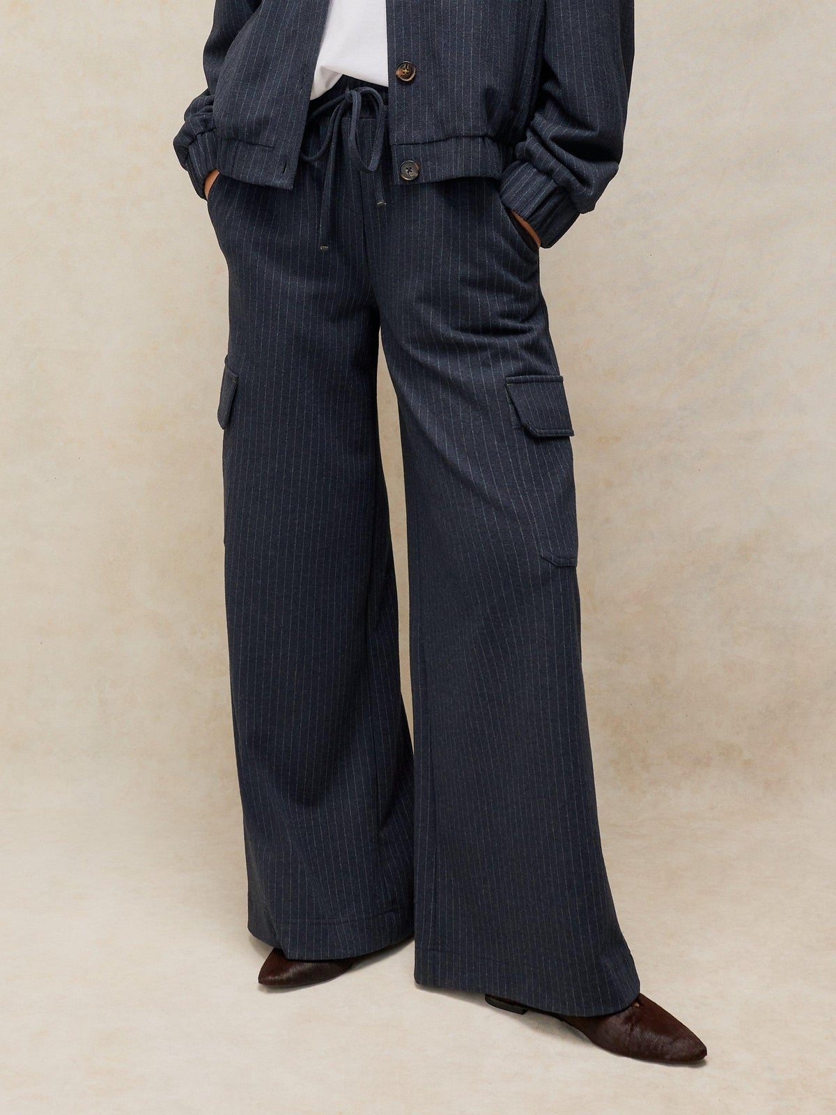Gestreifte Hose Teagan mit weitem Bein - 46/R