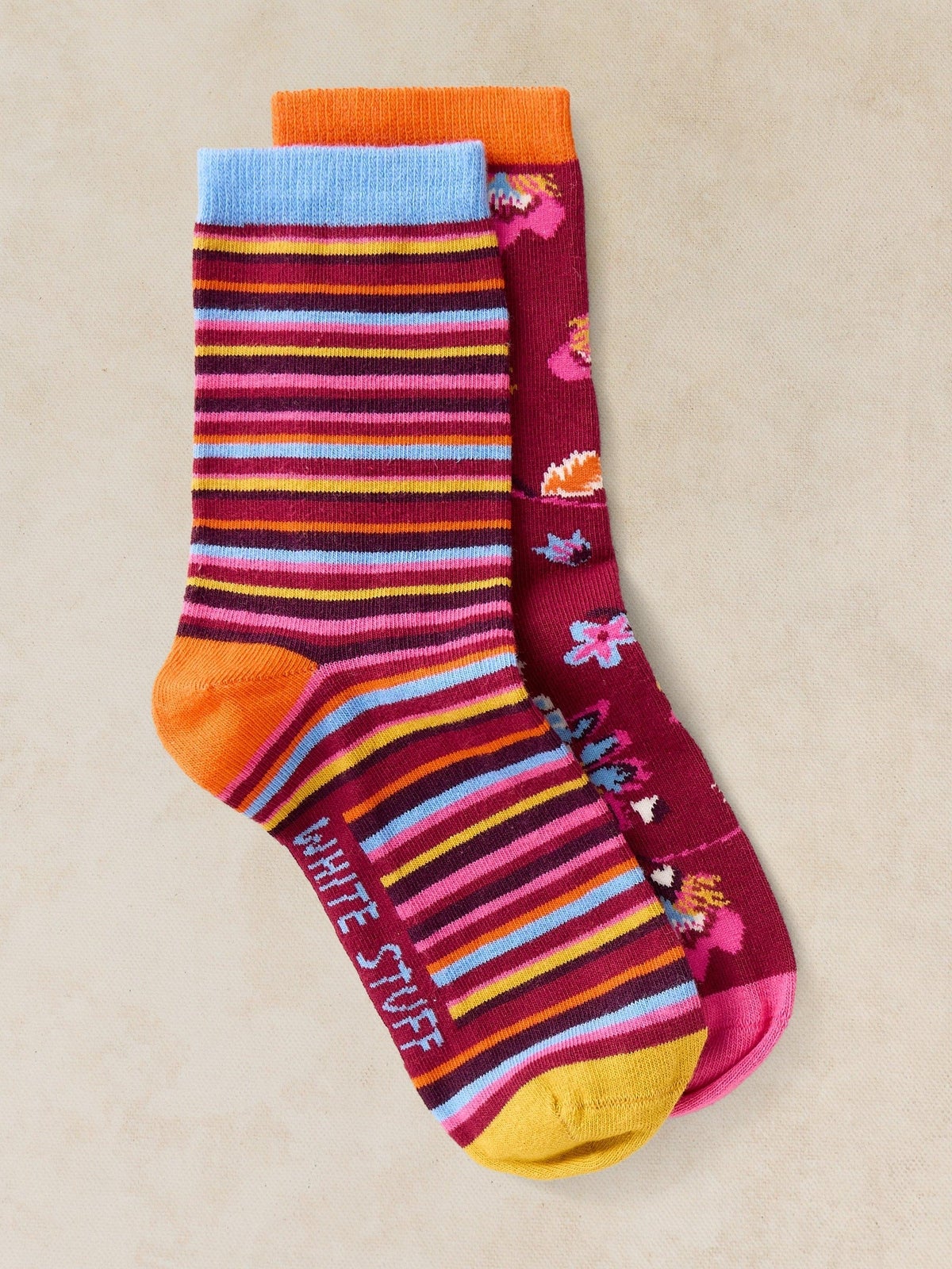2-er Pack Socken Blumen & Streifen - 36-38