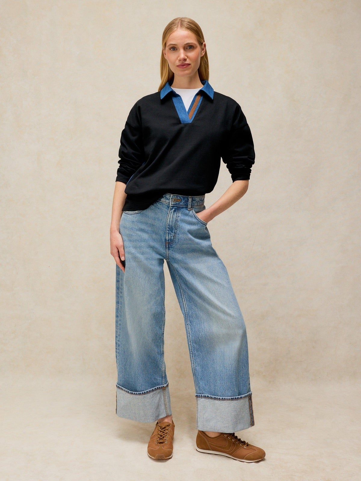Rugbyshirt mit Jeanskragen - 46