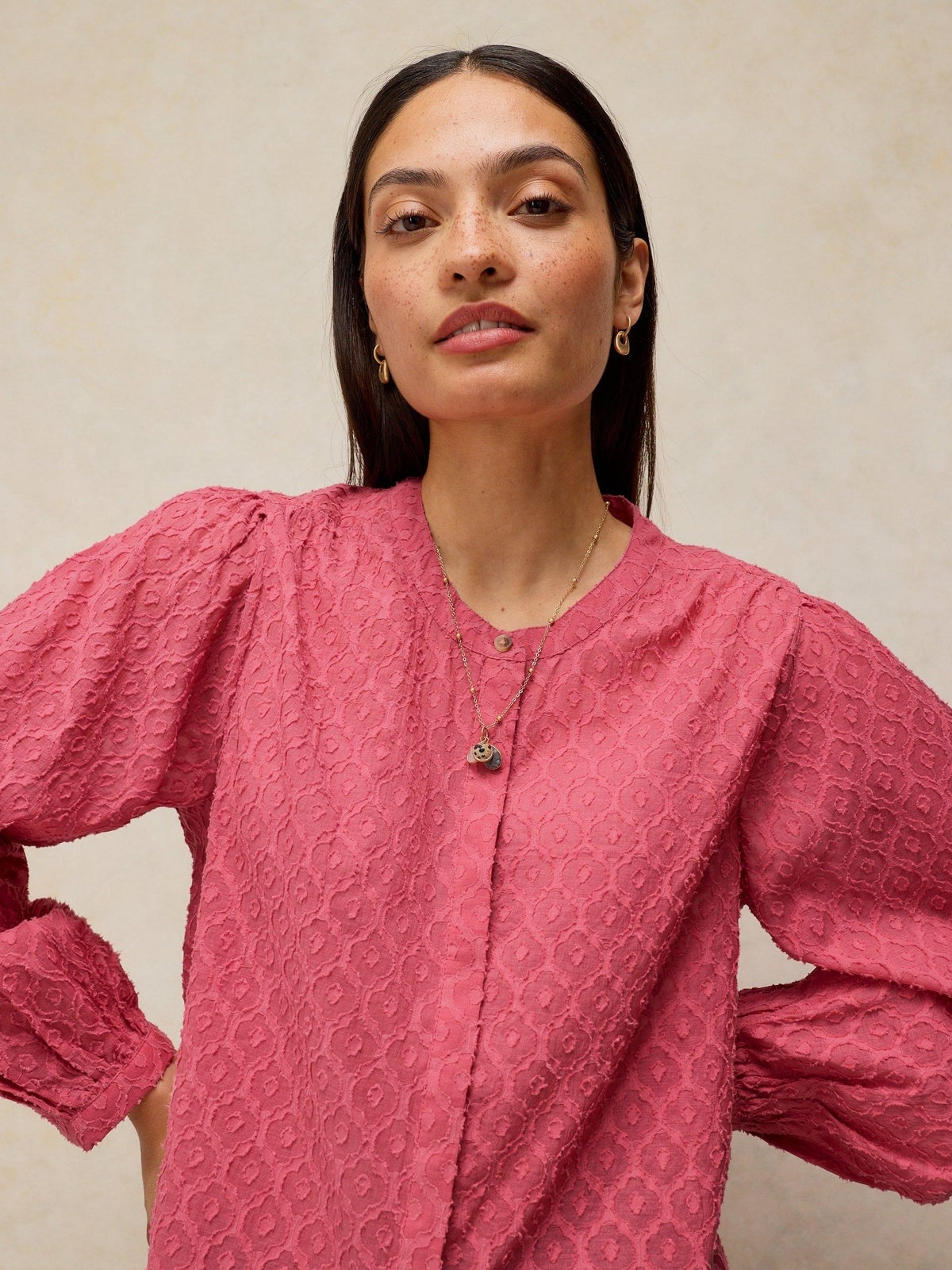 White Stuff Mittelrosa Jacquardtop Lana - 36