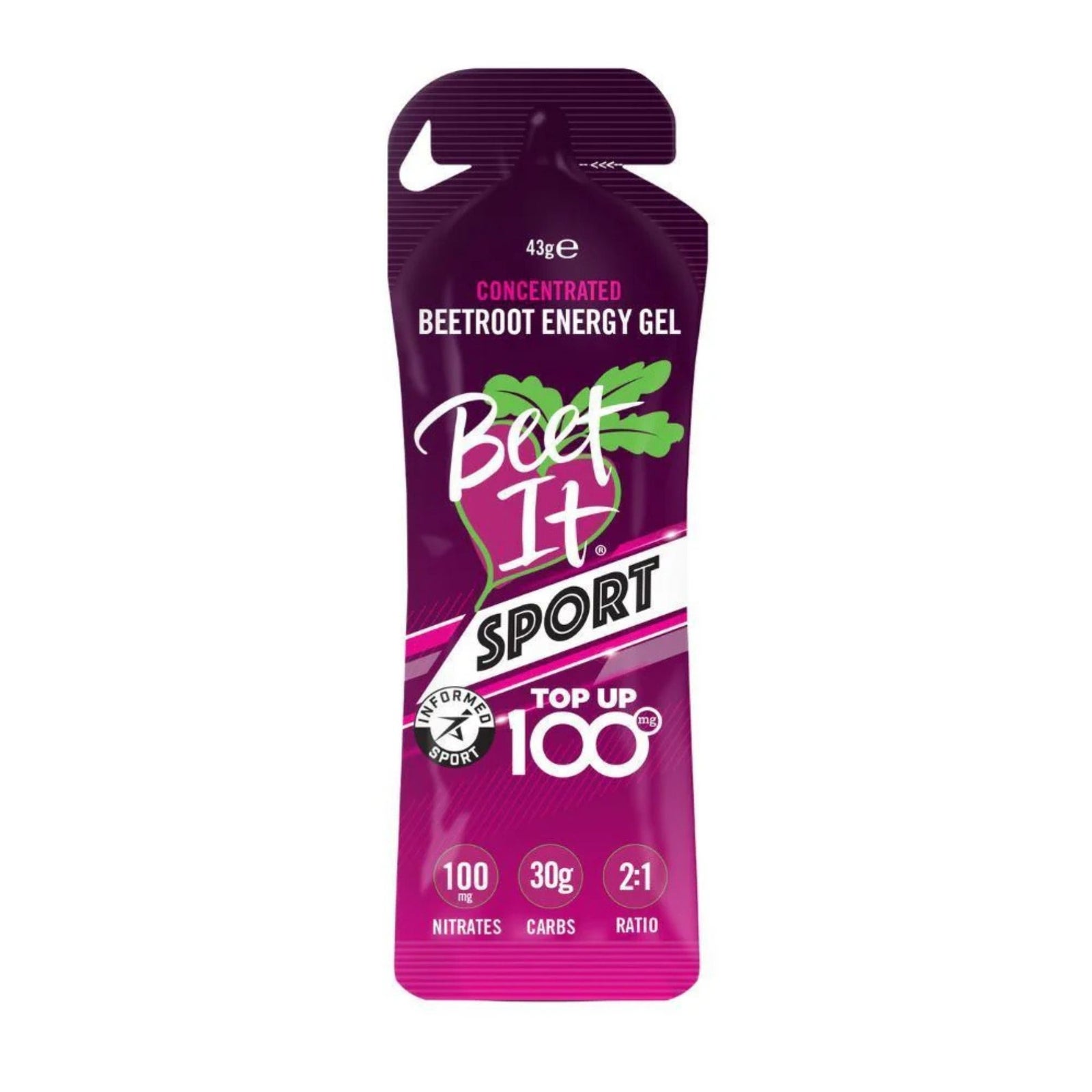Beet It Sport, Nitrate Energy Gel Top Up 100, 12 x 43g