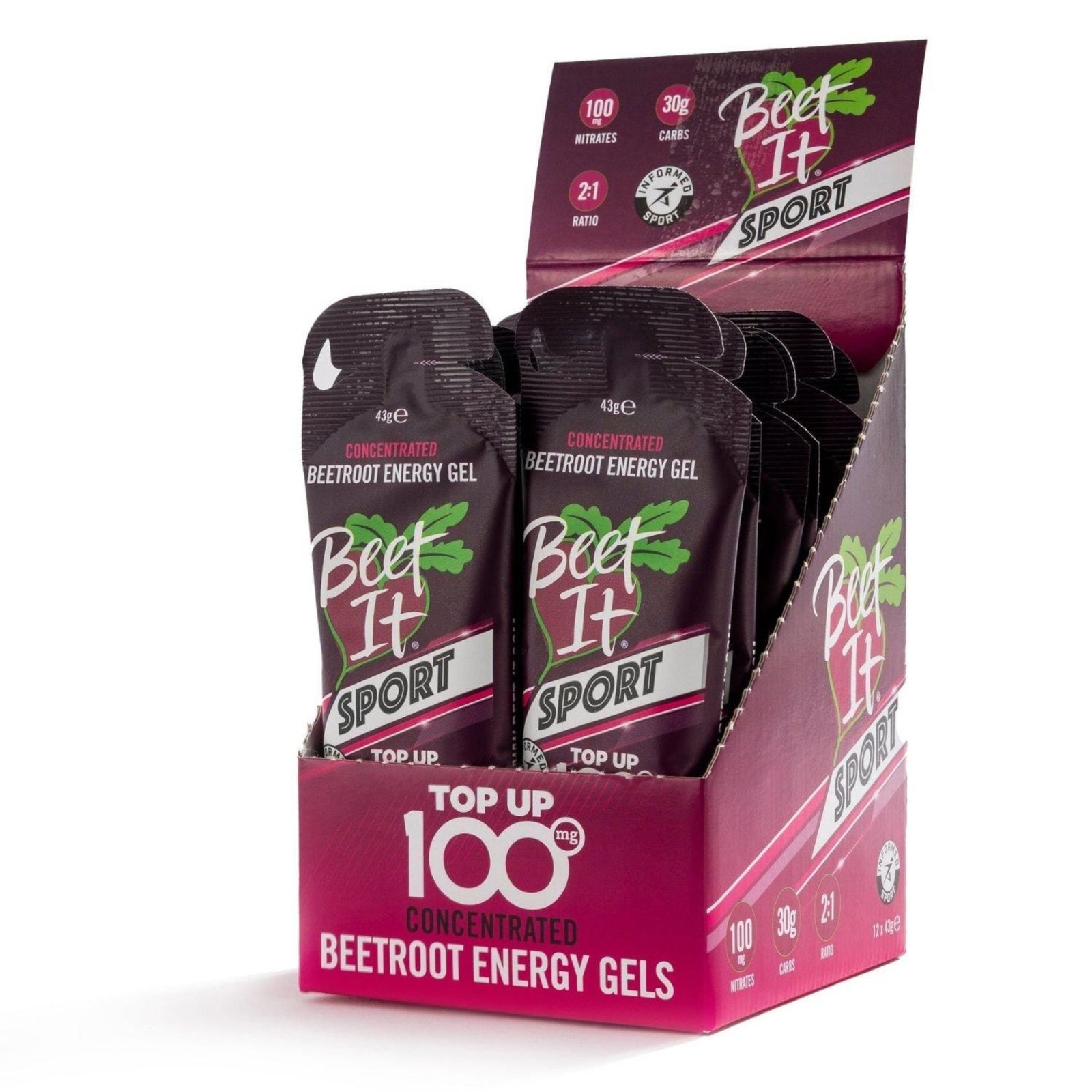 Beet It Sport, Nitrate Energy Gel Top Up 100, 12 x 43g