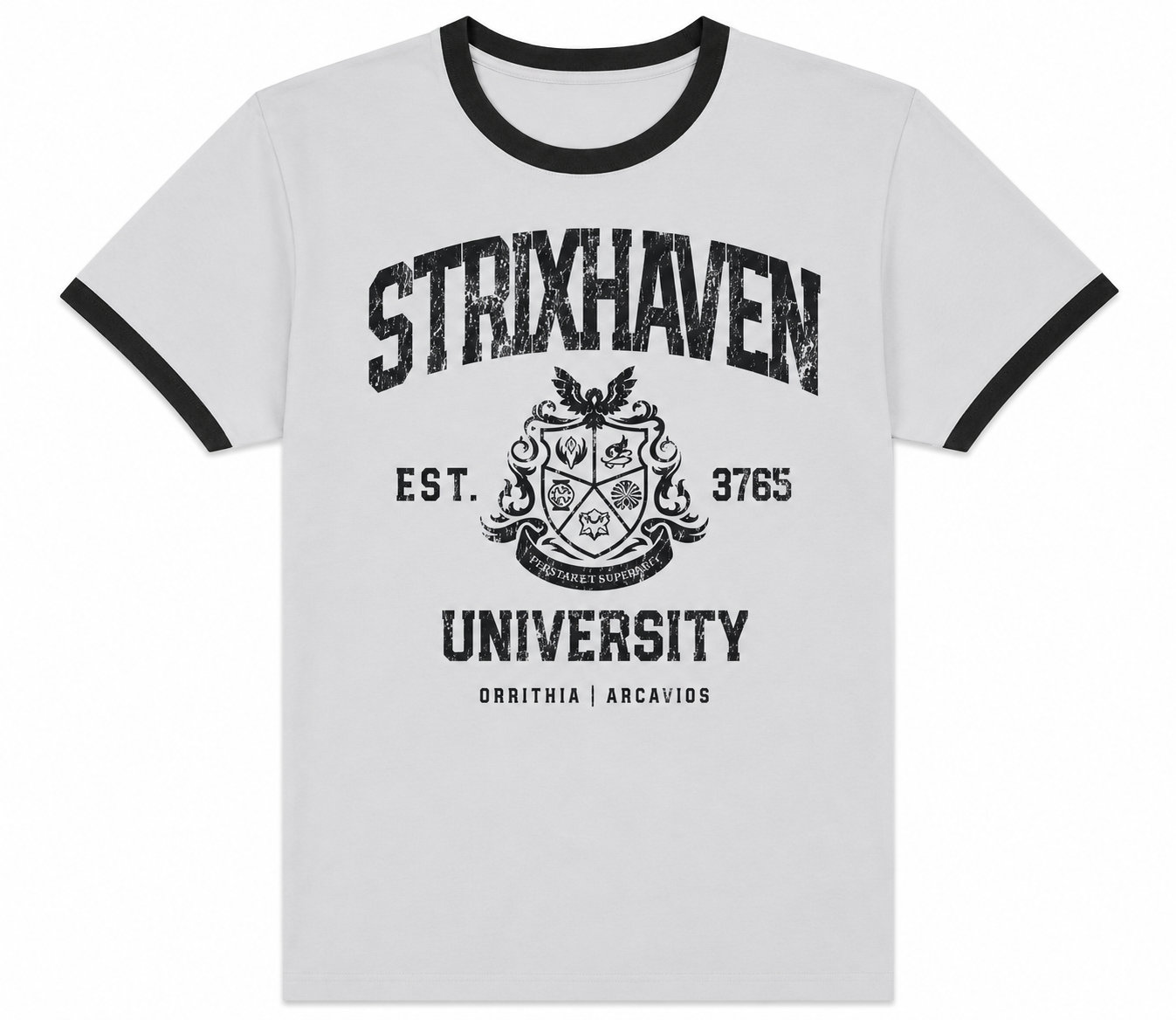 Magic the Gathering Strixhaven Crest Ringer T - shirt White / Black