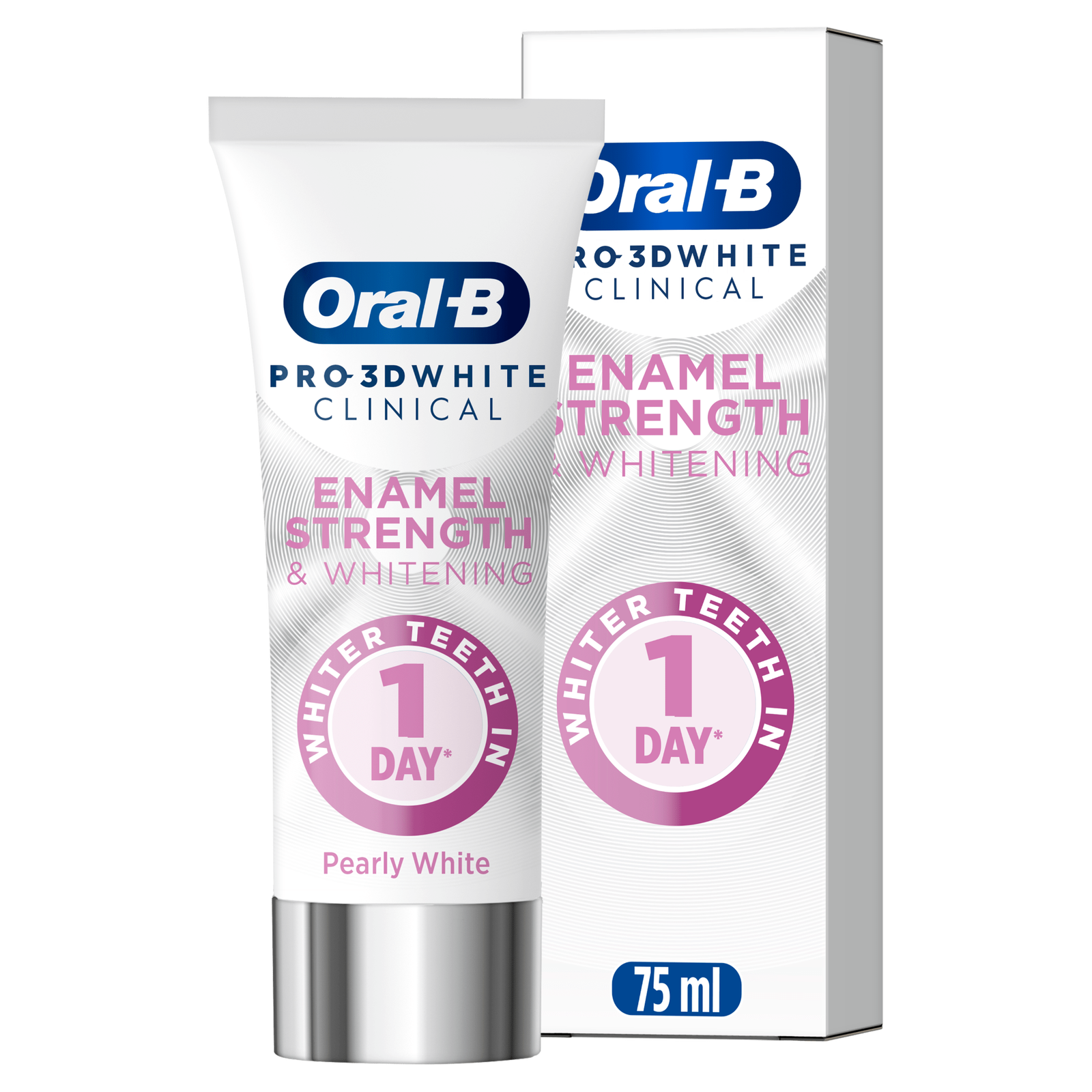 Oral-B Pro 3D White Clinical Enamel Strength & Whitening Toothpaste 75ml: retailer-supplied image