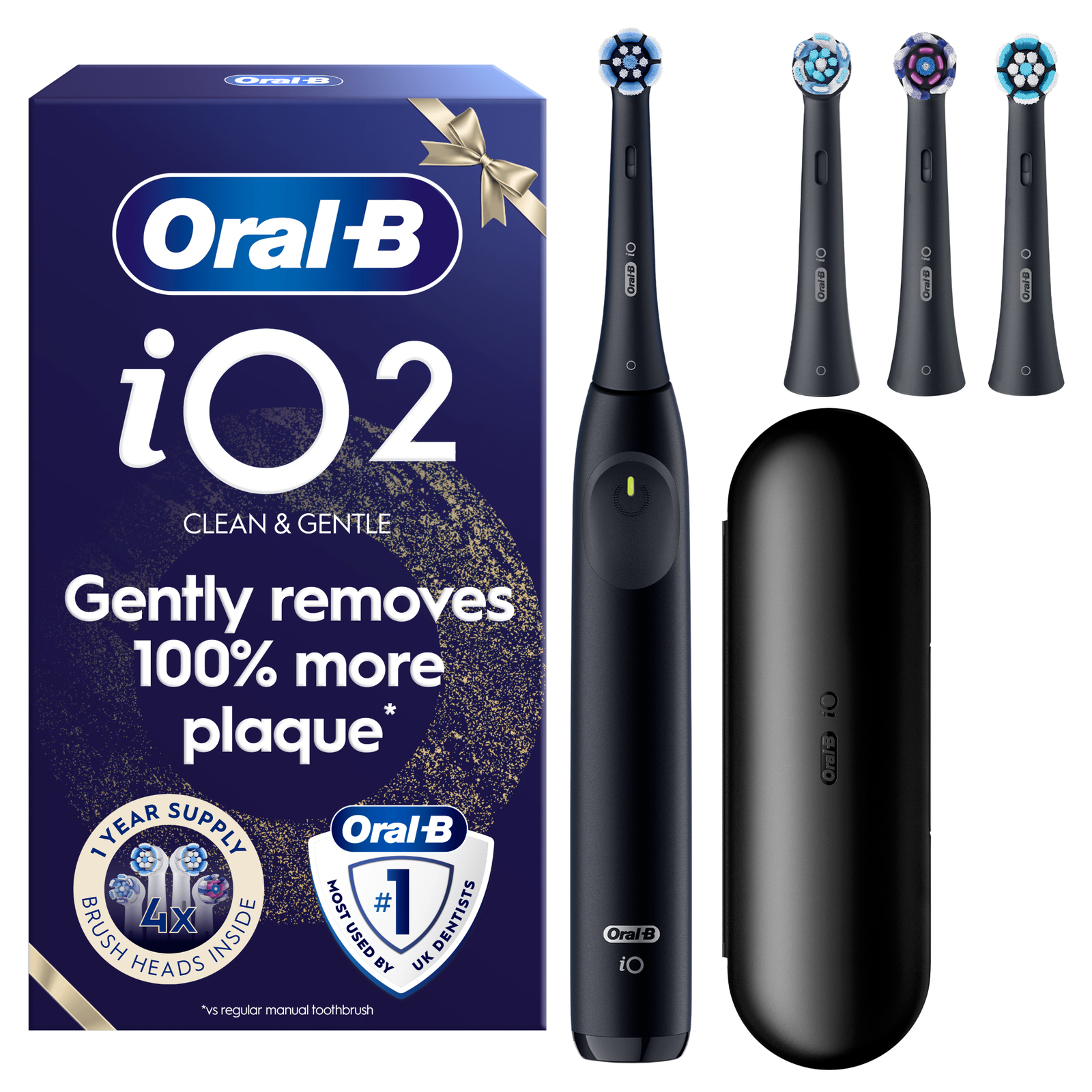 Oral-B iO2 Black Electric Toothbrush Holiday Gift Pack: retailer-supplied image