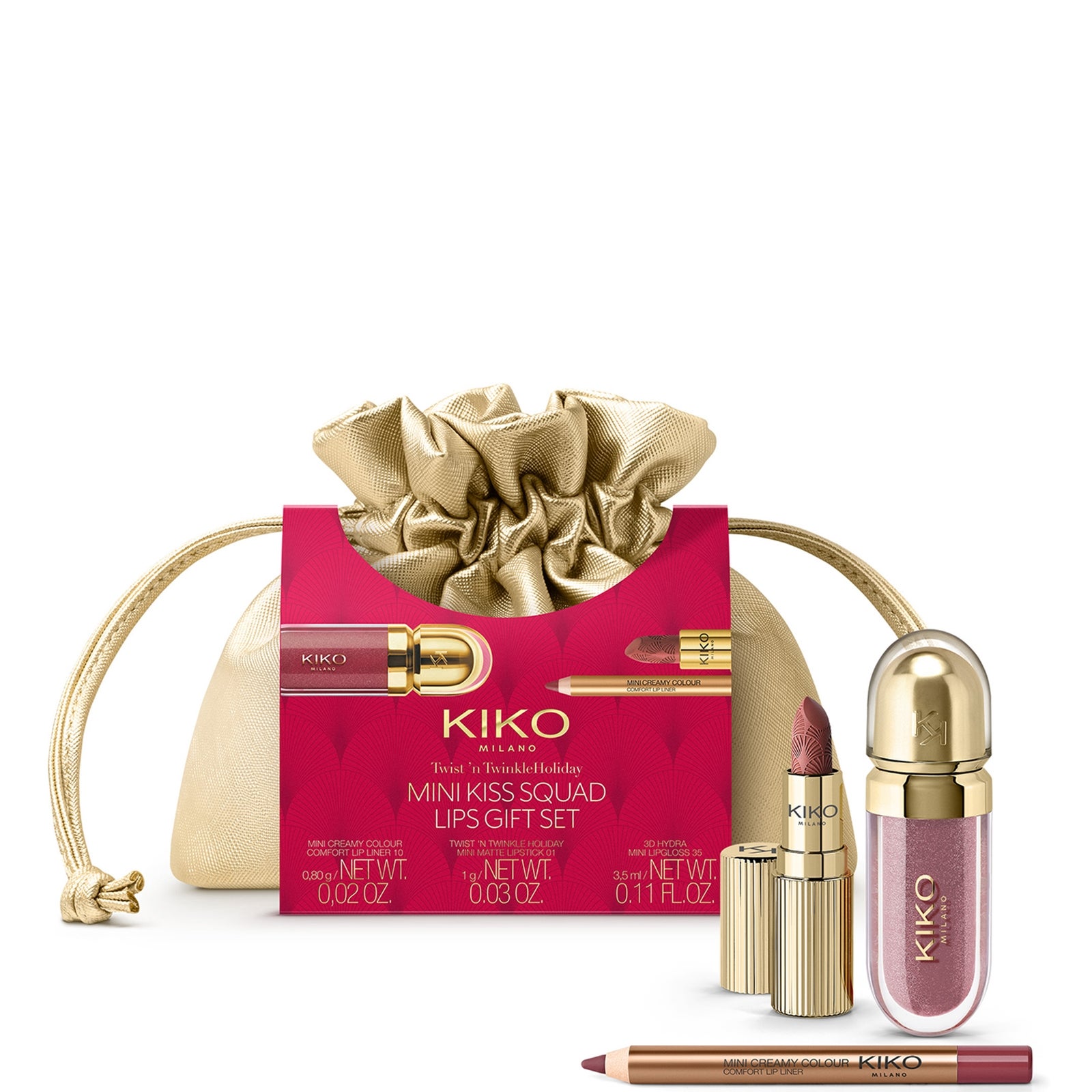 KIKO Milano Mini Kiss Squad Lip Gift Set 5.3ml - Various Shades (Worth €21.97) - 01 Nude Déco