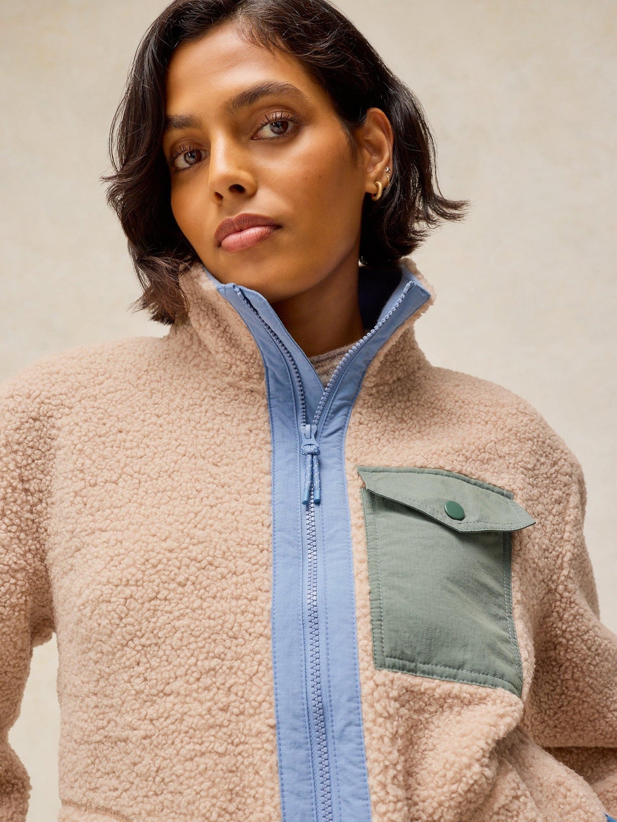 Reißverschlussjacke mit Teddyfell - S