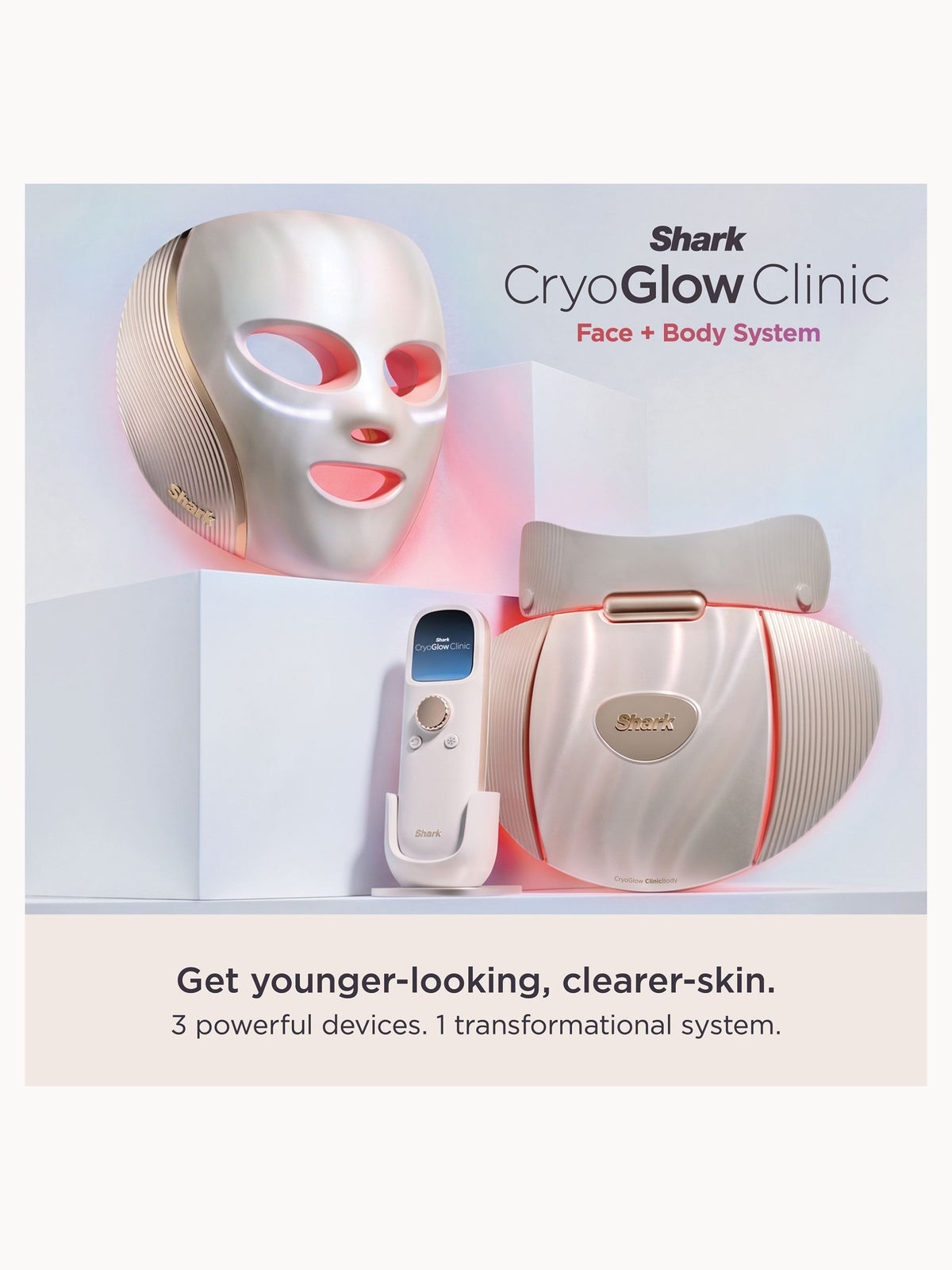 Shark CryoGlow Clinic LED Face & Body Light Therapy System - White/Gold, FW575UKGD1, photo 2