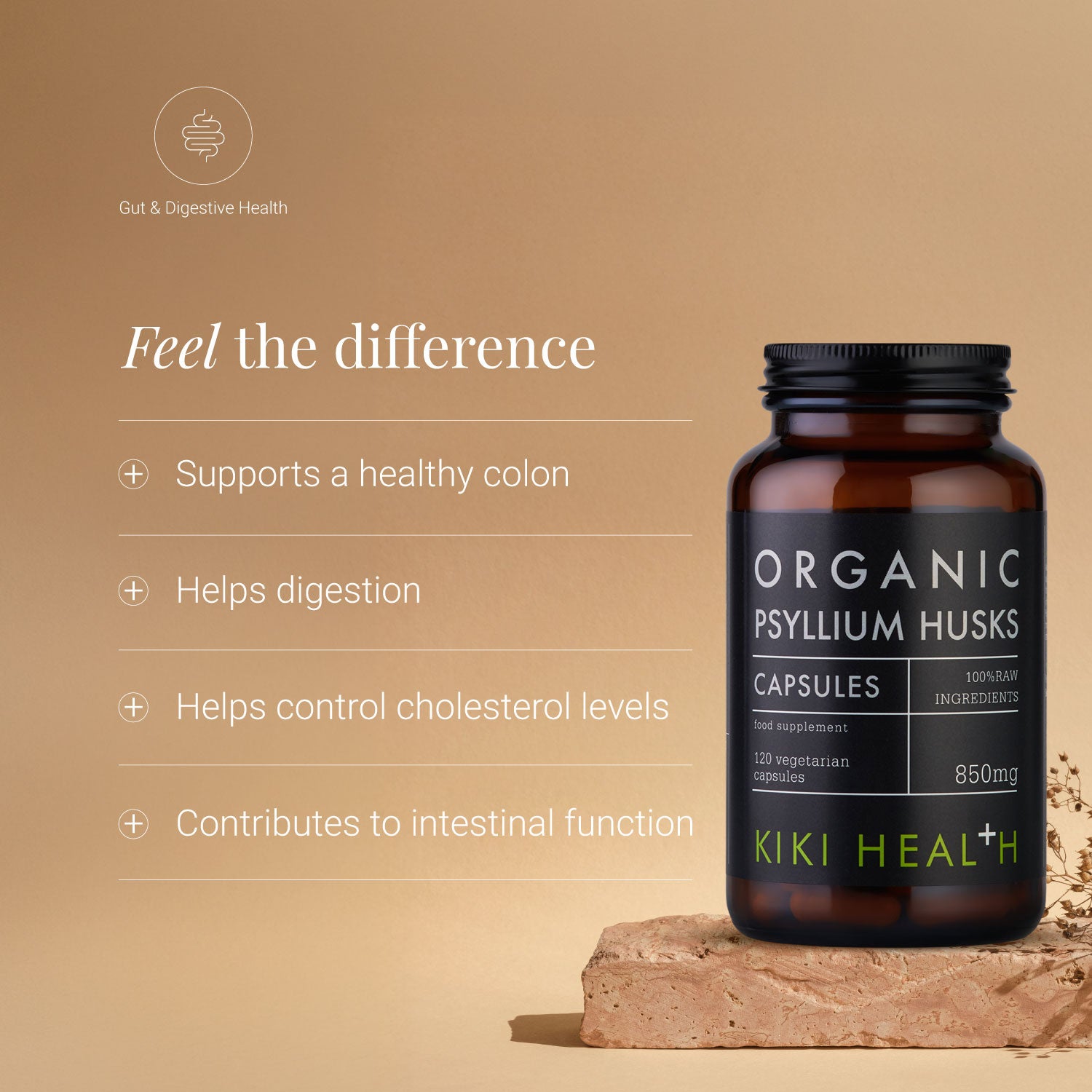 Kiki Health Organic Psyllium Husks - 120 Vegicaps