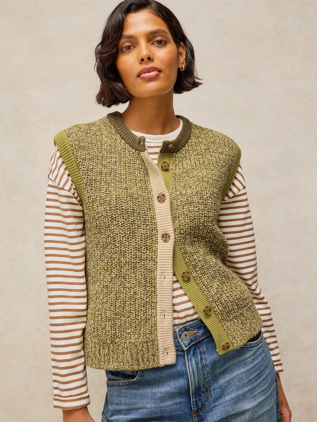 Strickpullunder mit Knopfleiste - S