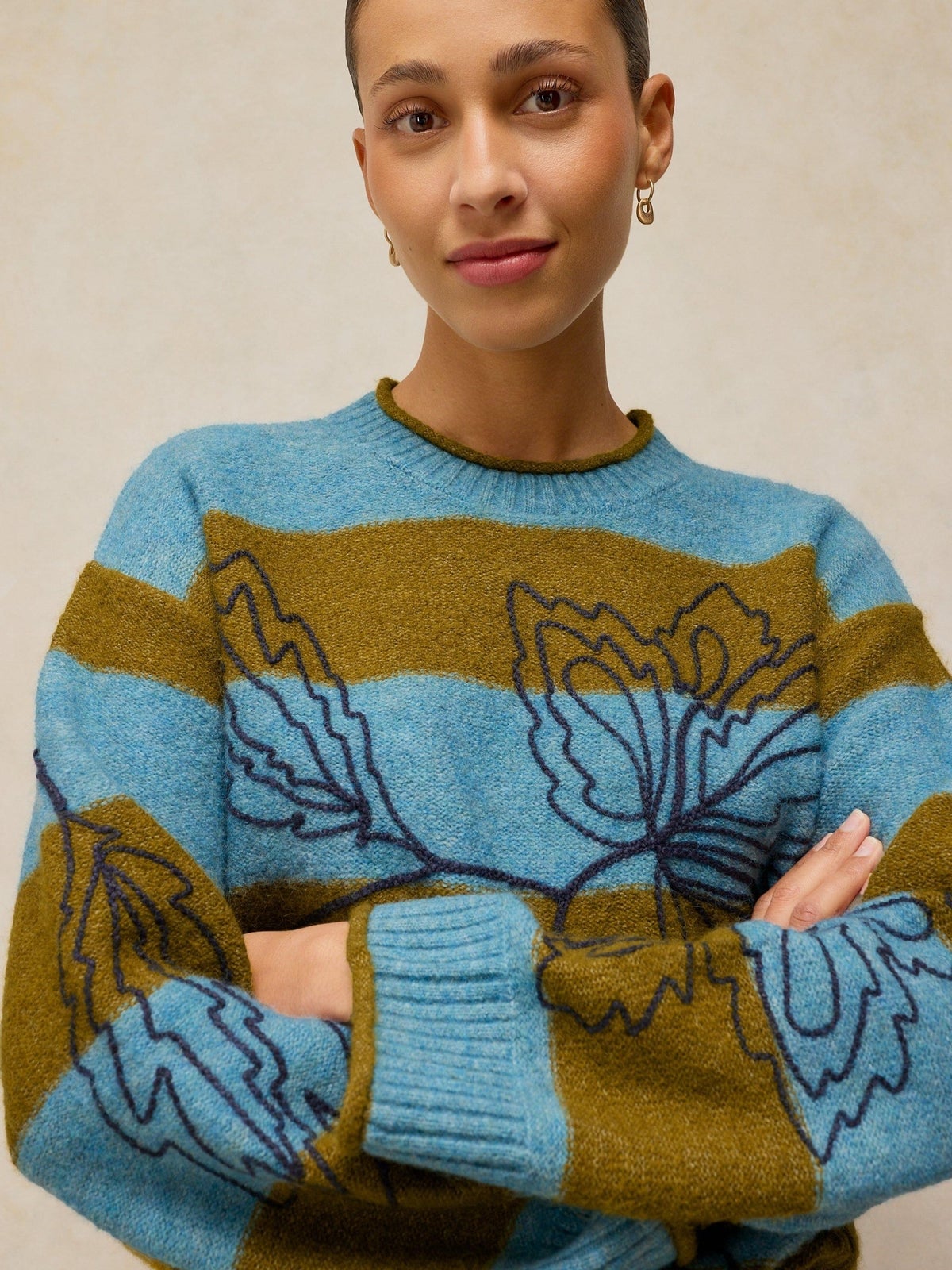 Bestickter Streifenpullover Emma - 52