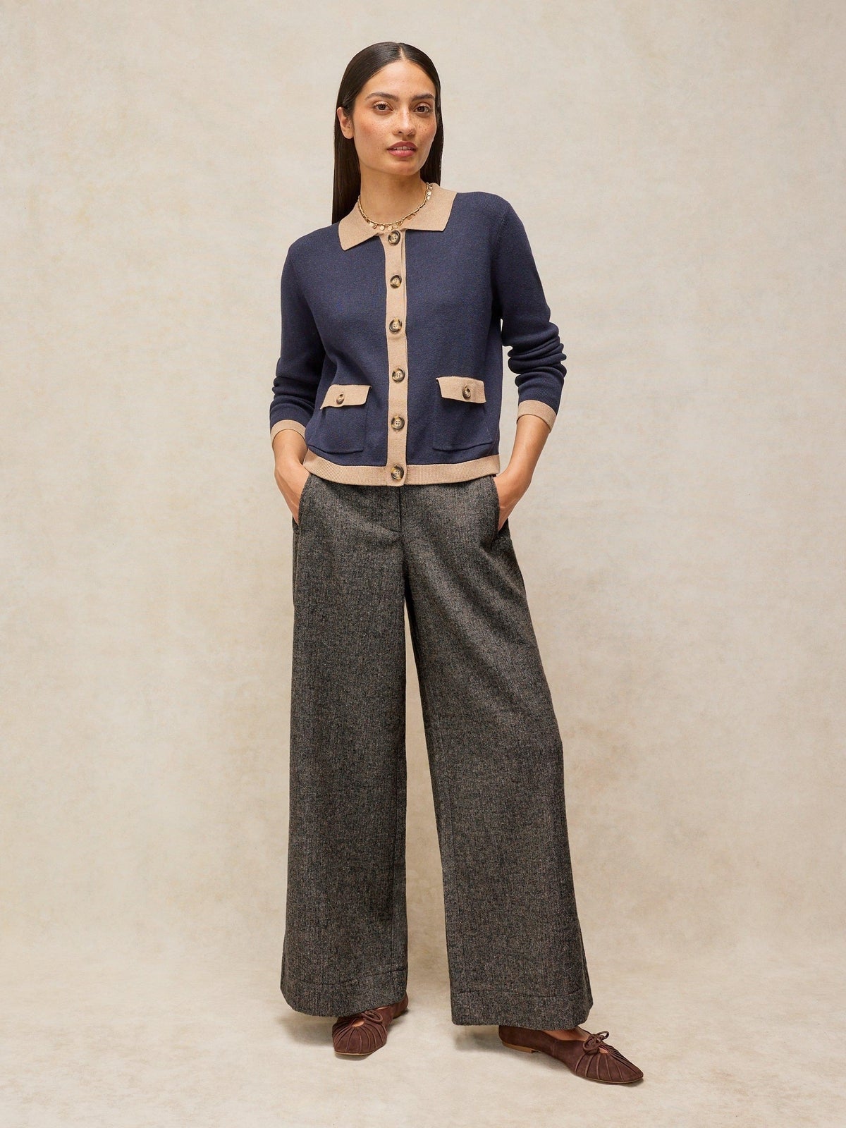 Tweedhose Ramona mit weitem Bein - 52/R