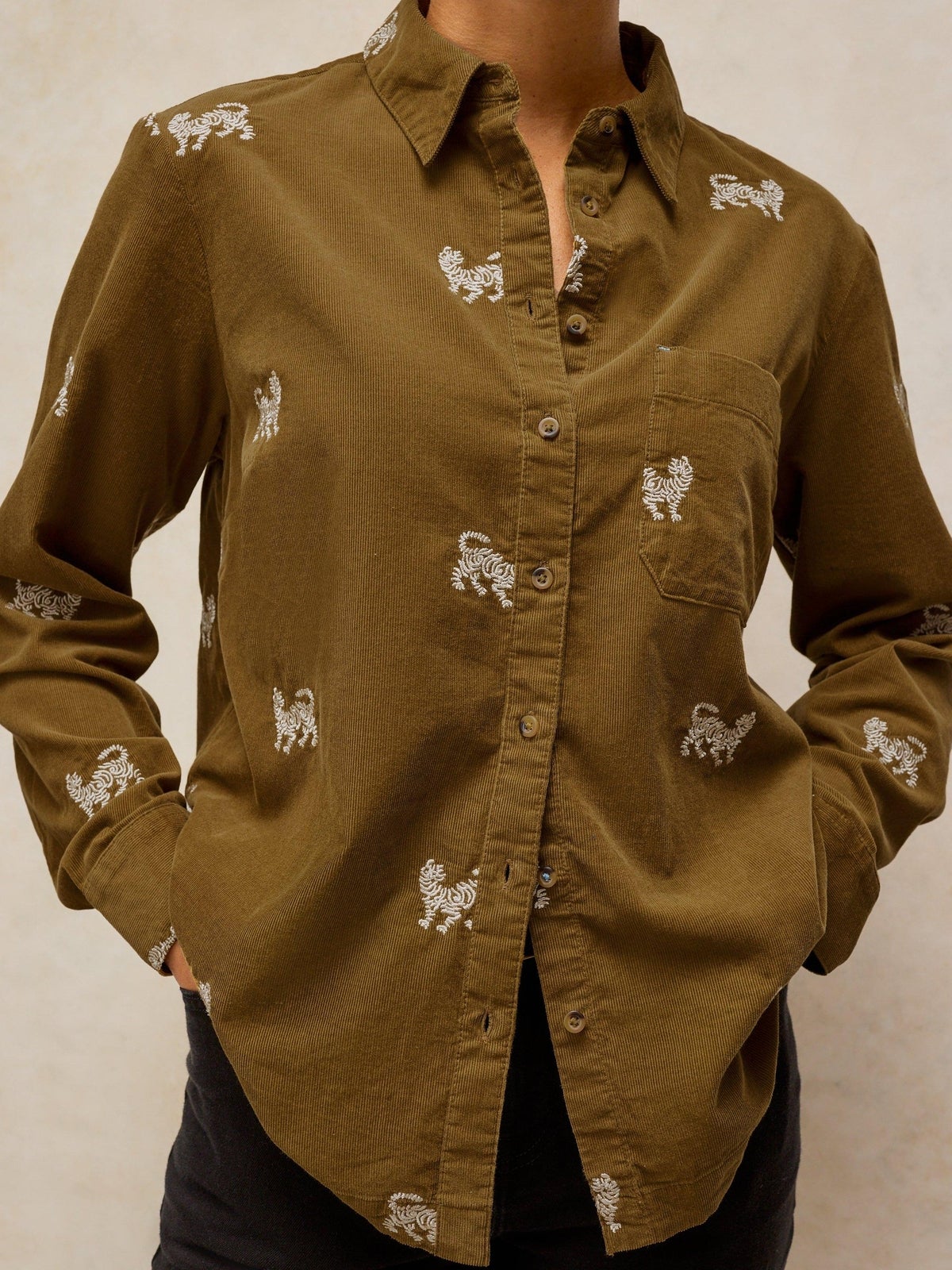 Bestickte Kordbluse Libby - 50