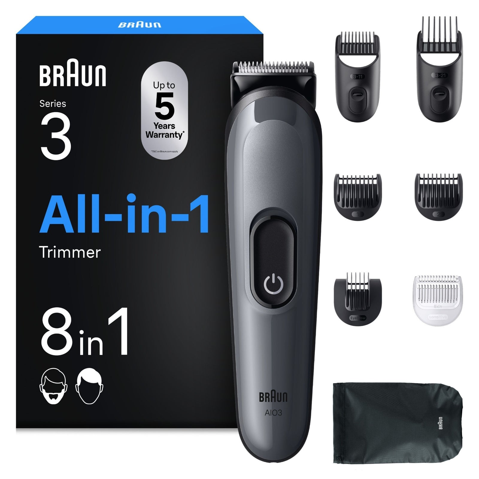 Braun All-in-One Trimmer AIO3535g 8-in-1 Set: retailer-supplied image