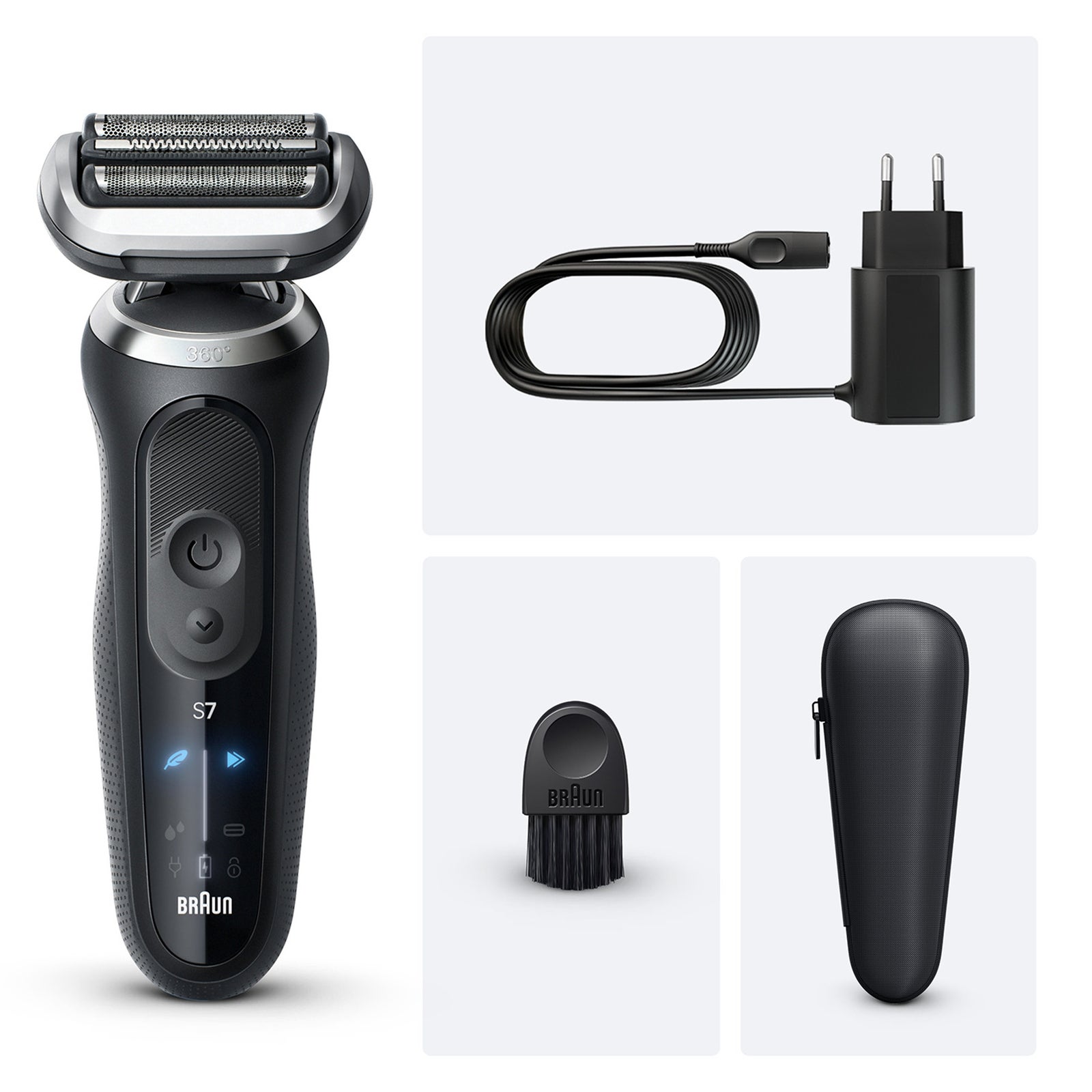 Braun Series 7 72-N1000sêf1 Wet & Dry Foil Shaver - Black, Black - Image 3