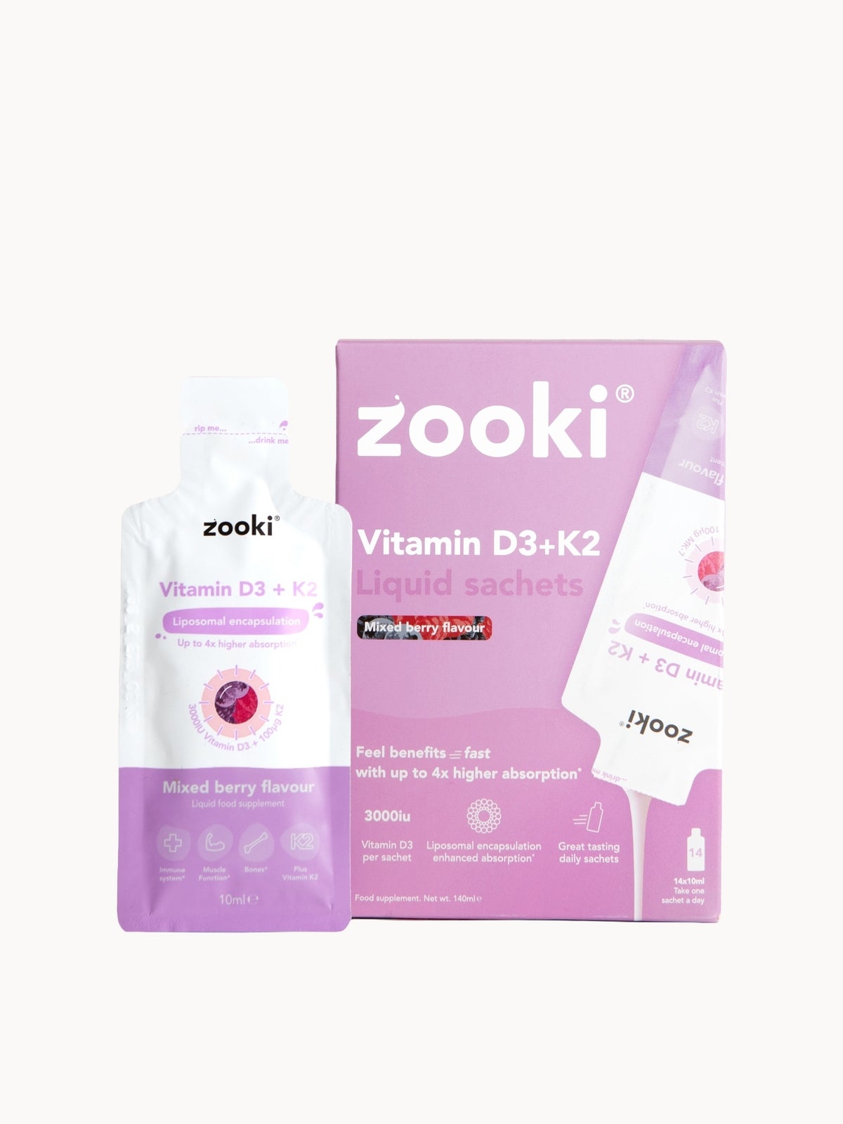 Yourzooki {Aisle K} | Liposomal Vitamin D3 + K2 3000Iu Berry 10Ml | 1 X 14 Sachet - Image 3
