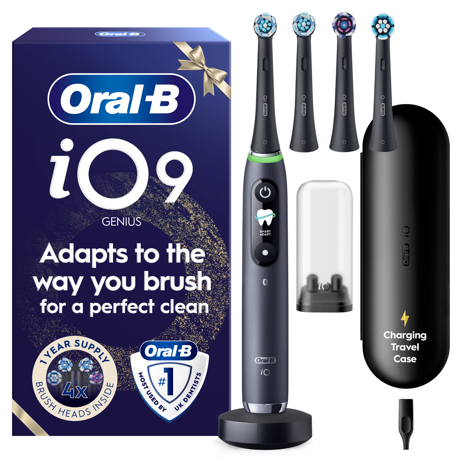 Oral-B iO9 Black Electric Toothbrush Holiday Gift Pack: retailer-supplied image
