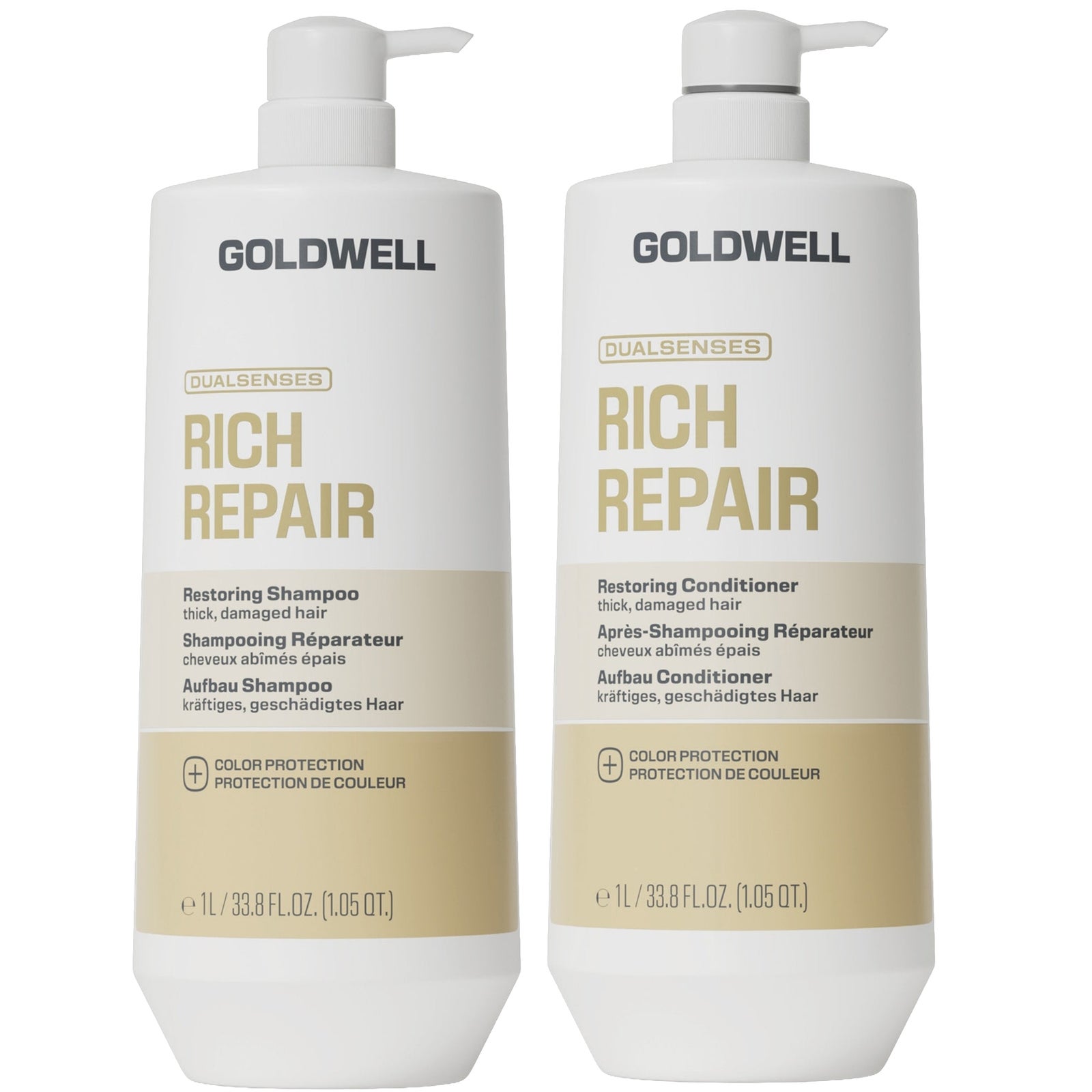 Goldwell Dualsenses Rich Repair Restoring Shampoo and Conditioner For Dry To Damaged Hair Supersize Duo Set