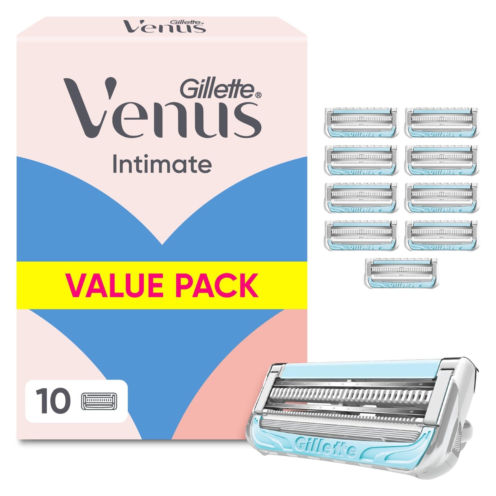 Gillette Venus Pubic Hair & Skin 10 Razor Blade Refills - Image 2