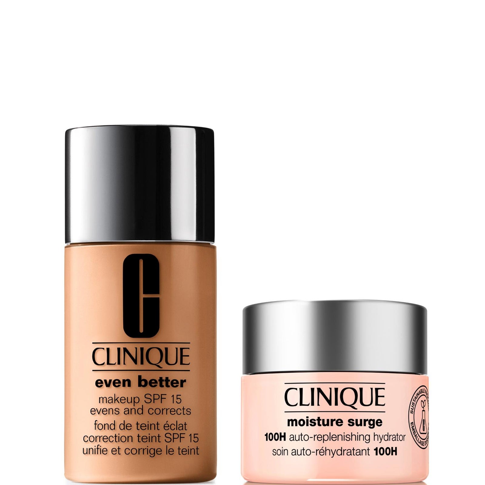 Clinique Even Better Vitamin Makeup Foundation & Moisture Surge 100H Hydrator Moisturiser Bundle (Various Shades) - CN 62 PORCELAIN BEIGE