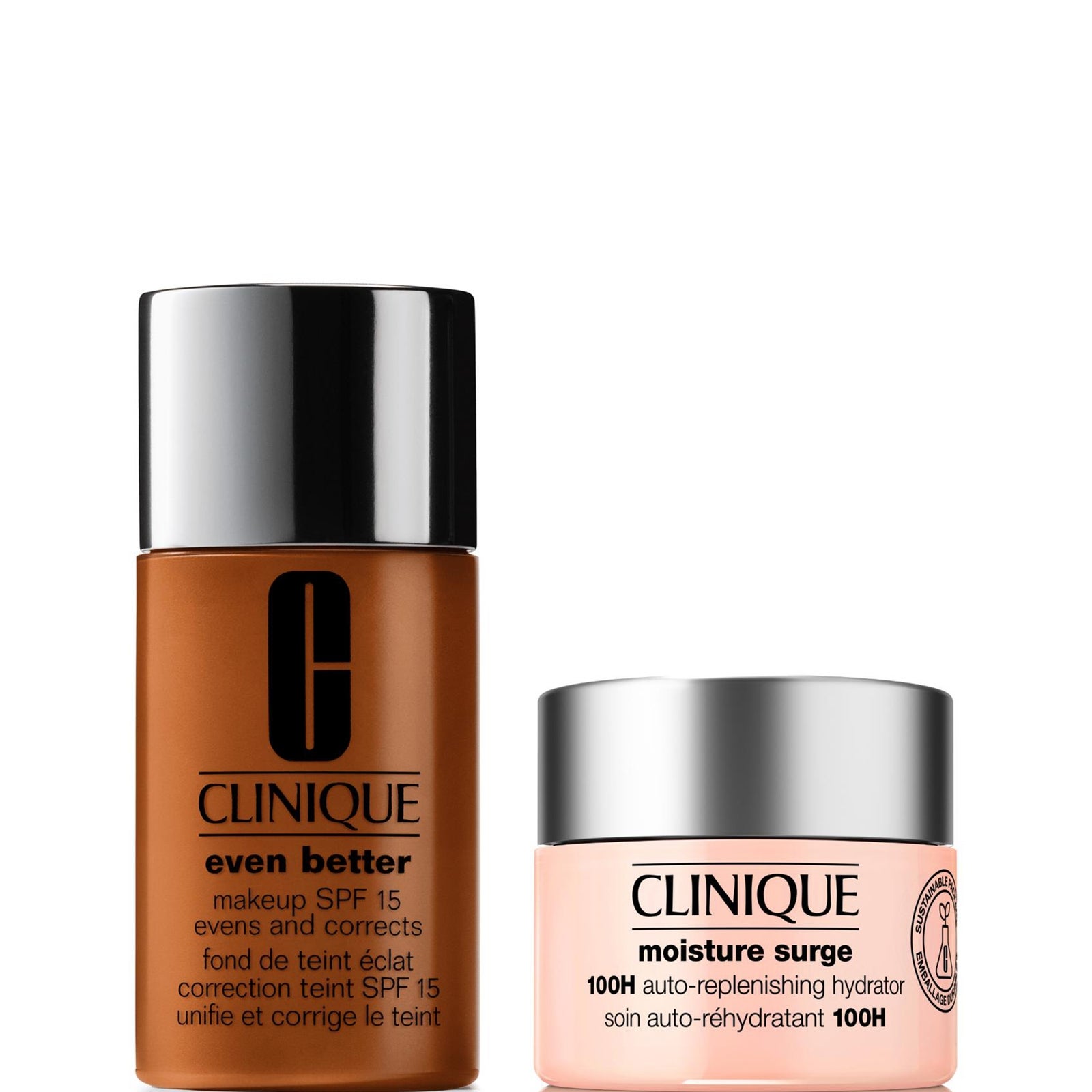 Clinique Even Better Vitamin Makeup Foundation & Moisture Surge 100H Hydrator Moisturiser Bundle (Various Shades) - WN 118 Amber