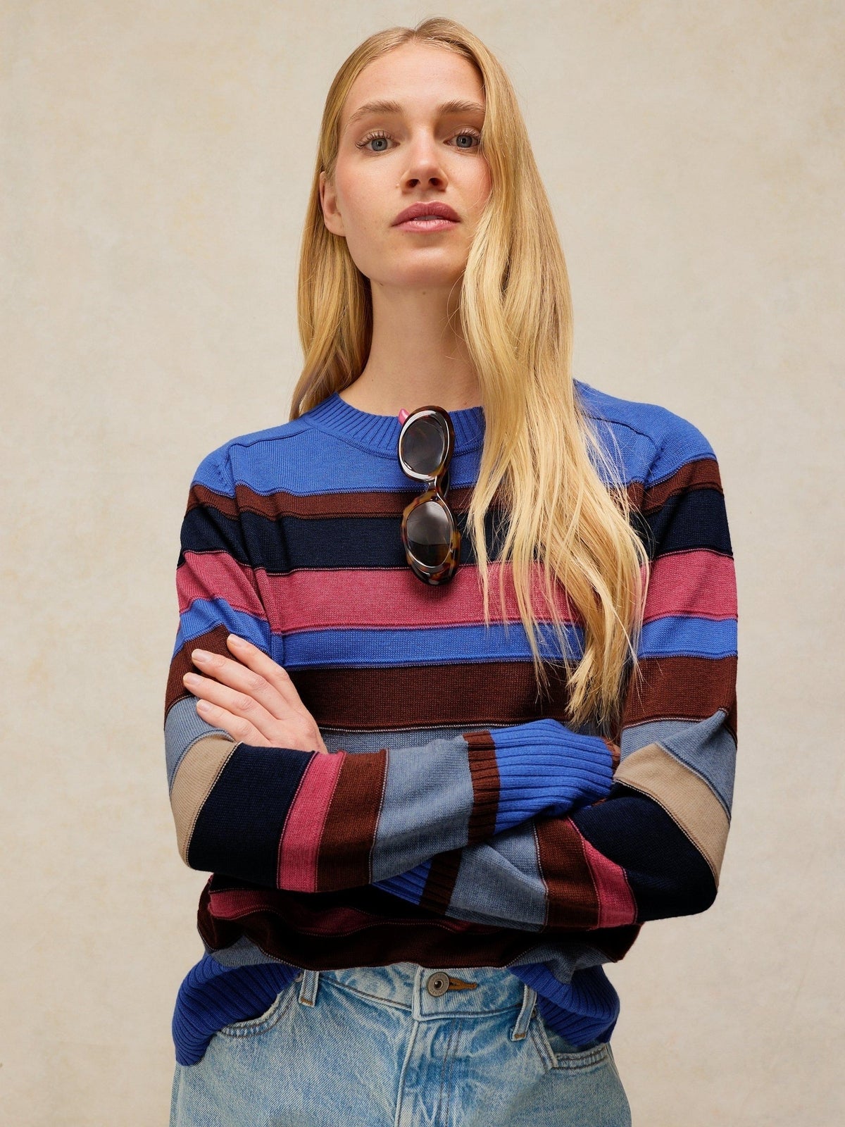 Gestreifter Strickpullover Sienna - 48