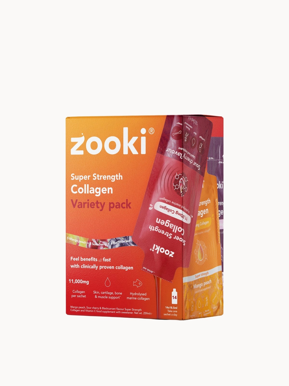 Zooki Super Strength Marine Collagen 11,000mg (14 Packs) - Variety
