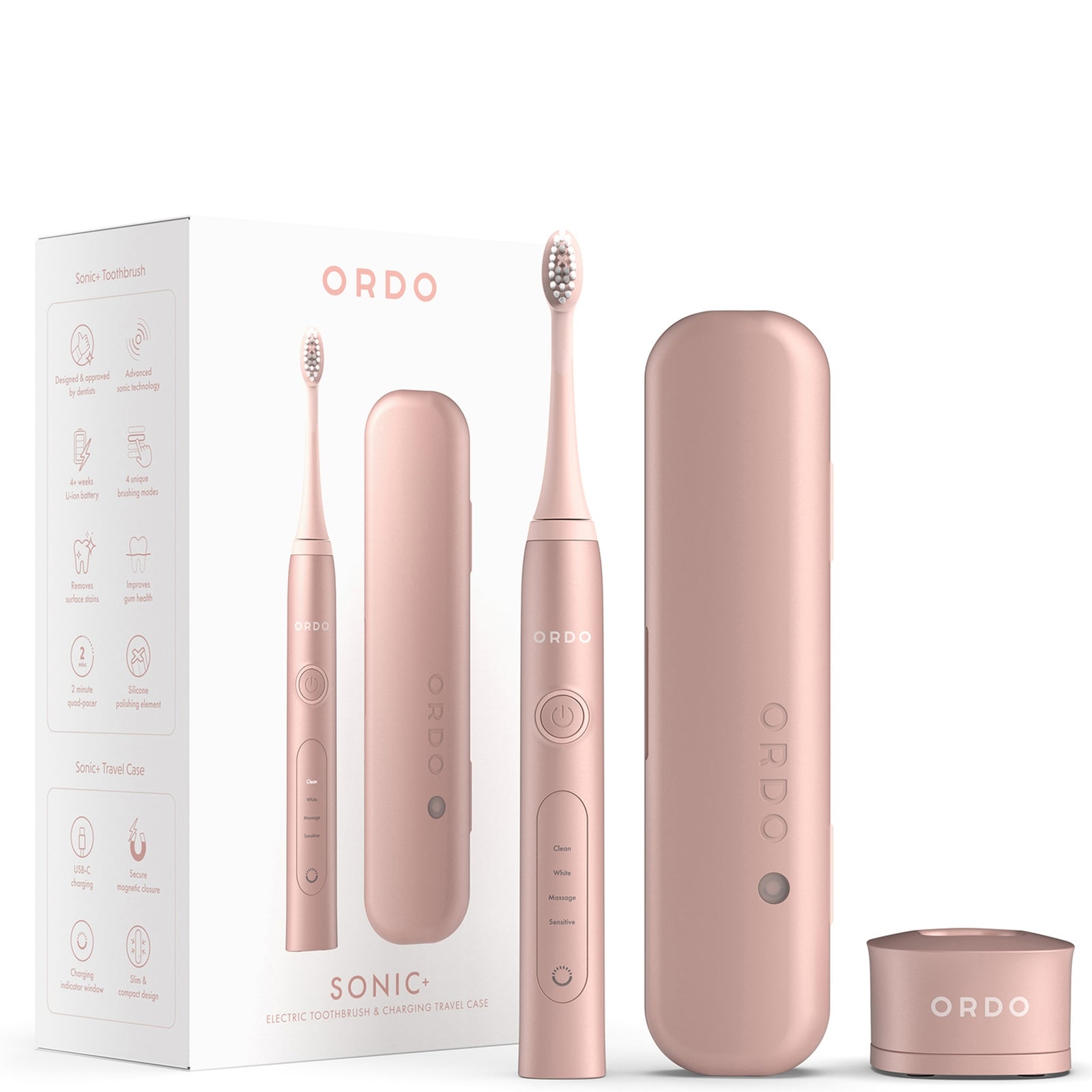 ORDO Sonic+ Toothbrush & Charging Travel Case - Rose Gold