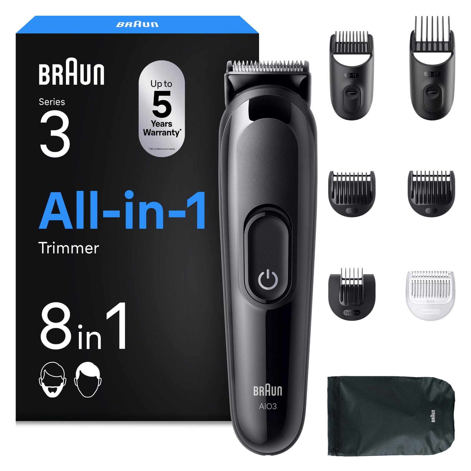 Braun All-in-One Series 3 AIO3535n 8-in-1 Groomingset: retailer-supplied image