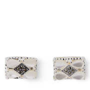 Rectangle Silver Plated Marcasite and Topaz Earrings