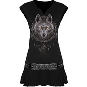 Spiral Wolf Dreams Minirobe Serrée à la Taille - Noir - L - Noir