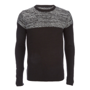 Brave Soul Men's Roland Marl Panel Jumper - Black - L - Black